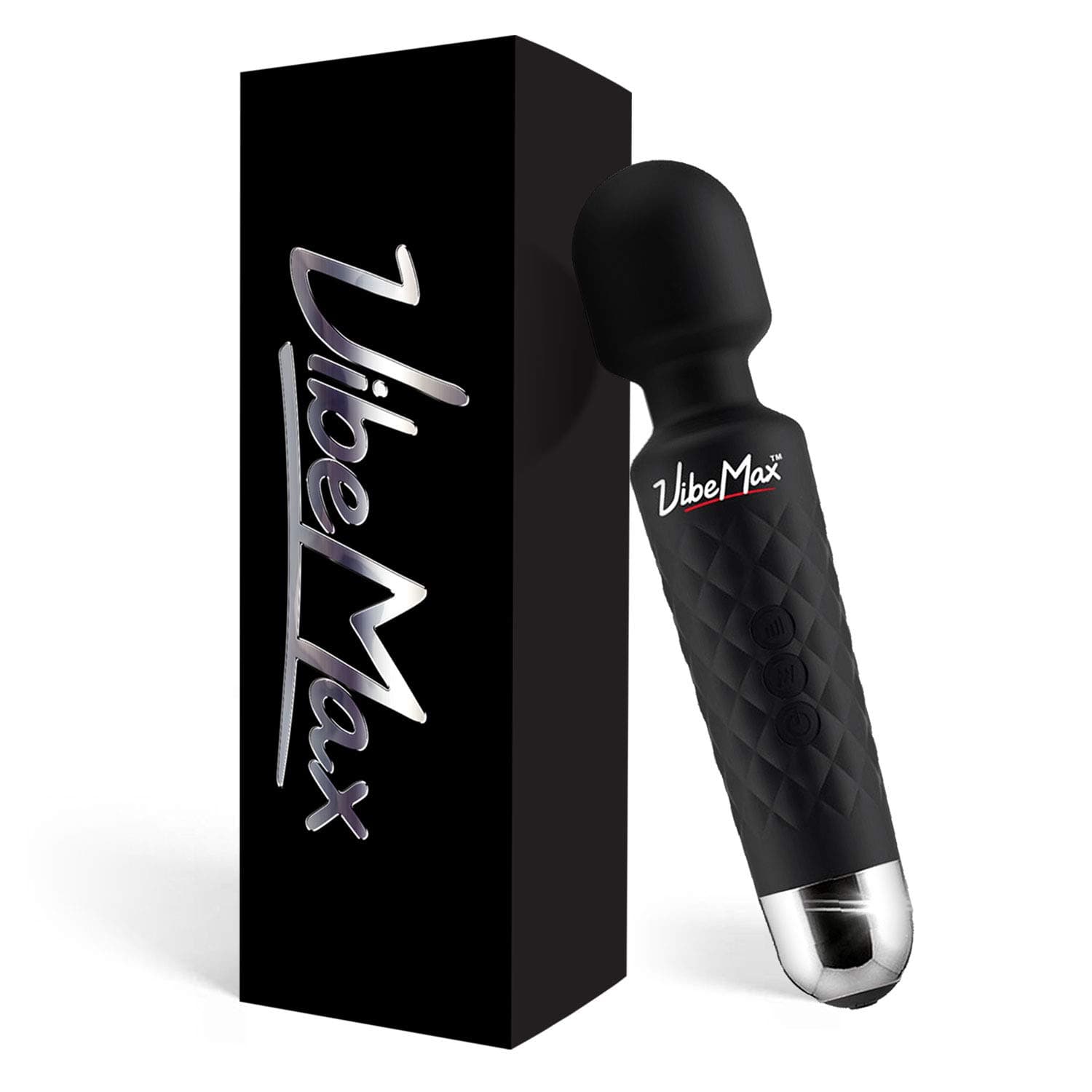 VibeMax Rechargeable Personal Massager - Powerful Multi Speed Vibration - Whisper Quiet - Waterproof - for Muscle Tension Relief in Neck, Back, Shoulders, Legs and Feet - Black
