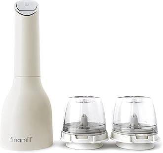 FinaMill's Award-Winning Battery Operated Salt and Pepper Grinder Set - Adjustable Coarseness, Ceramic Grinding Elements, LED Light, 2 Quick-Change ProPlus Pods - Perfect for Home Cooking & Gifting