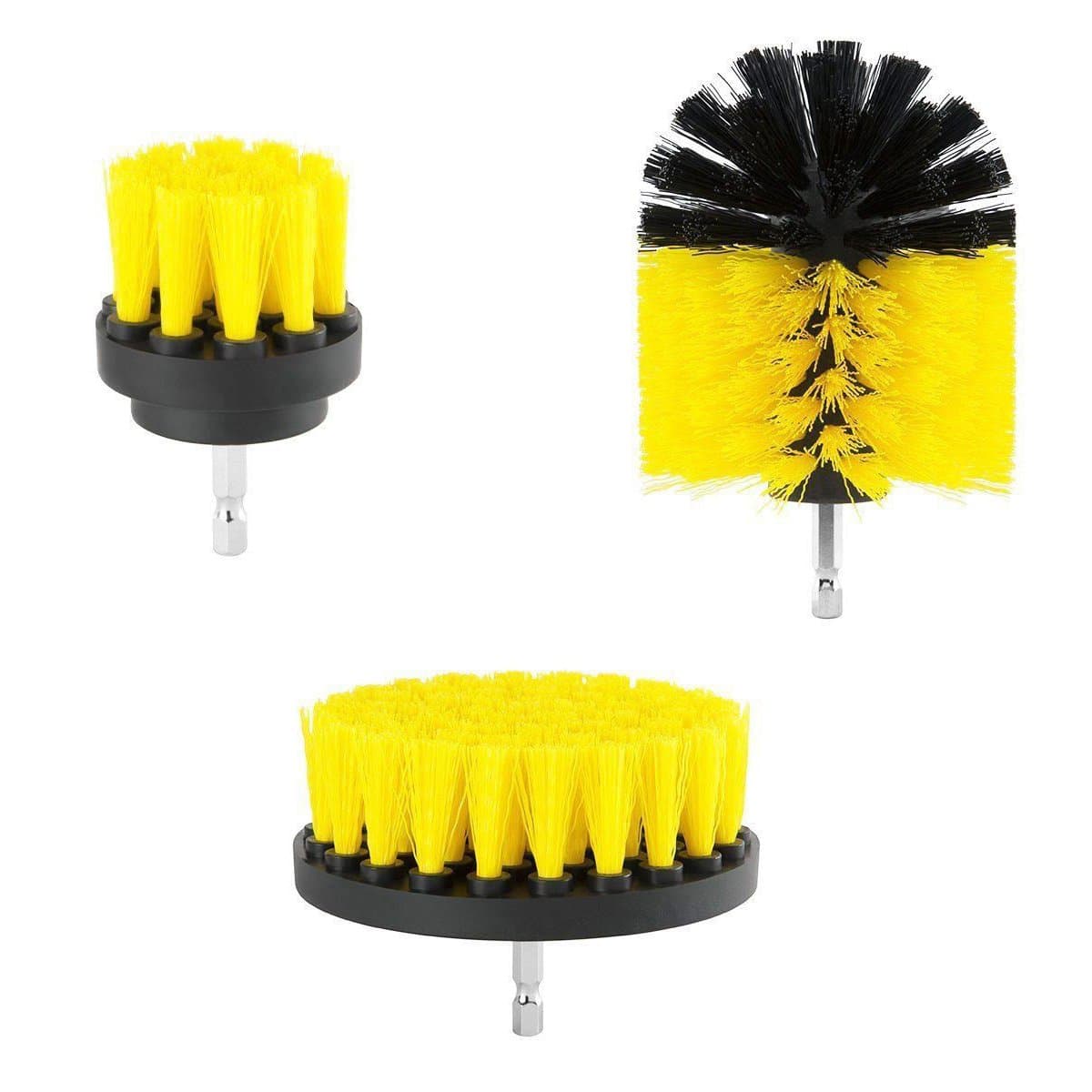 OuYteu 3 Piece Scrub Brush Drill Attachment Kit - All Purpose Power Scrubber Brush Cleaner for Shower, Tile, Floor, Tub, Bathroom Surface, Corners, Kitchen and Grout