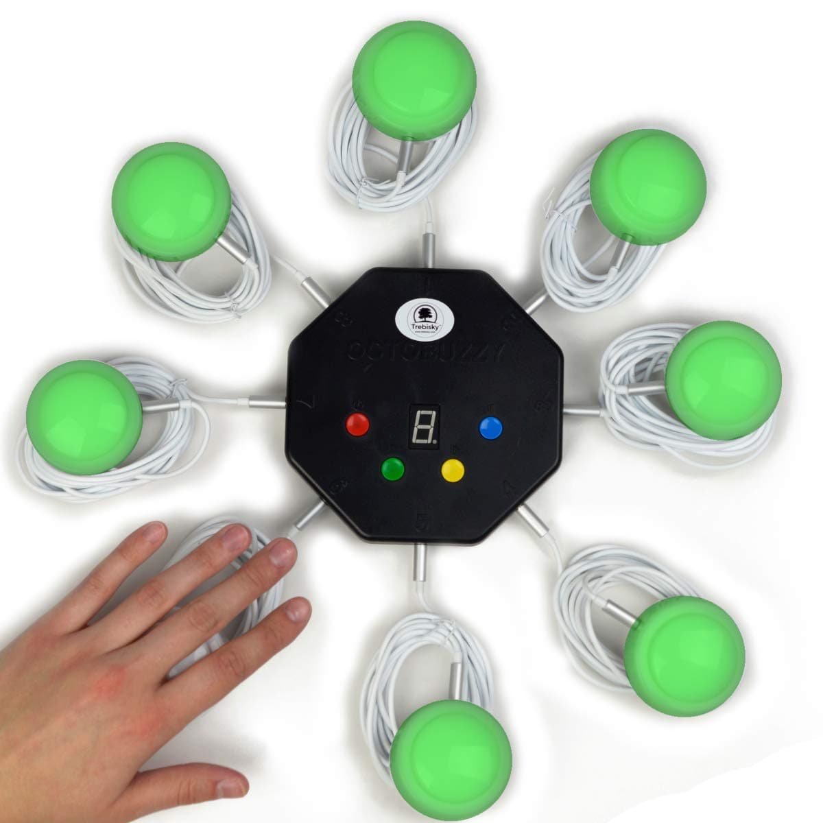 Trebisky Quiz Answer Game Buzzer Standalone System w/LED Light Buttons 8-Player 3ft Cables (System 2nd Gen)