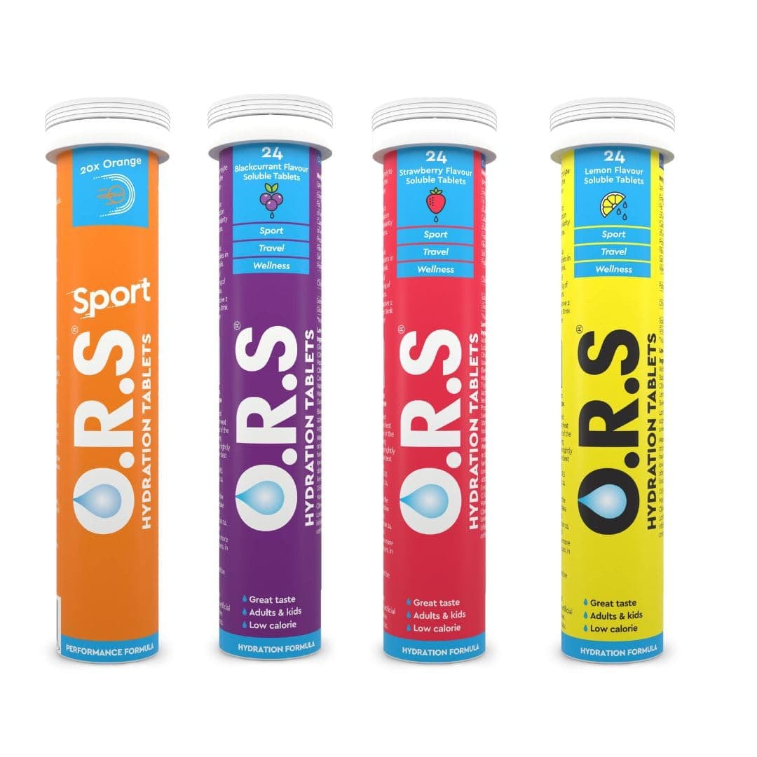 Hydration Tablets With Electrolytes, Lemon, Blackcurrant, Strawberry and Orange (Pack Of 4)