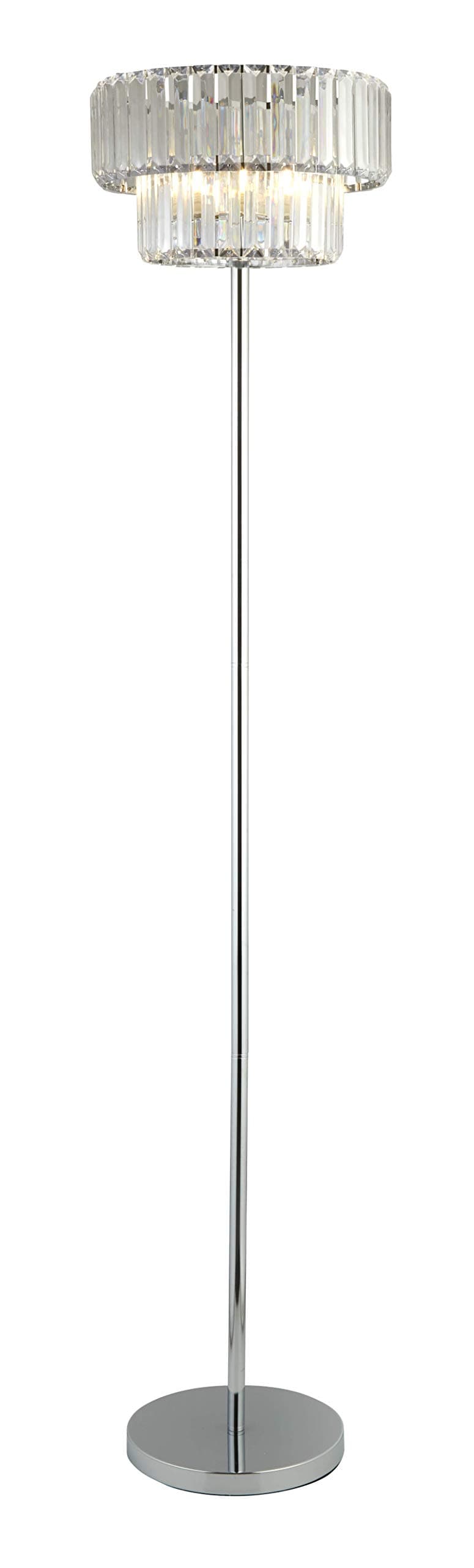Lighting Collection Elegant and Classy 1 Light 2 Tier Crystal Like Clear Floor Lamp, Chrome Base