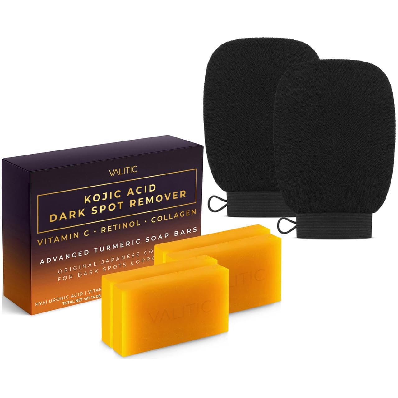 VALITIC Valitic Dark Spot Corrective Soap 4 Pack with Kojic Acid, Vitamin C, Retinol, Collagen and Turmeric