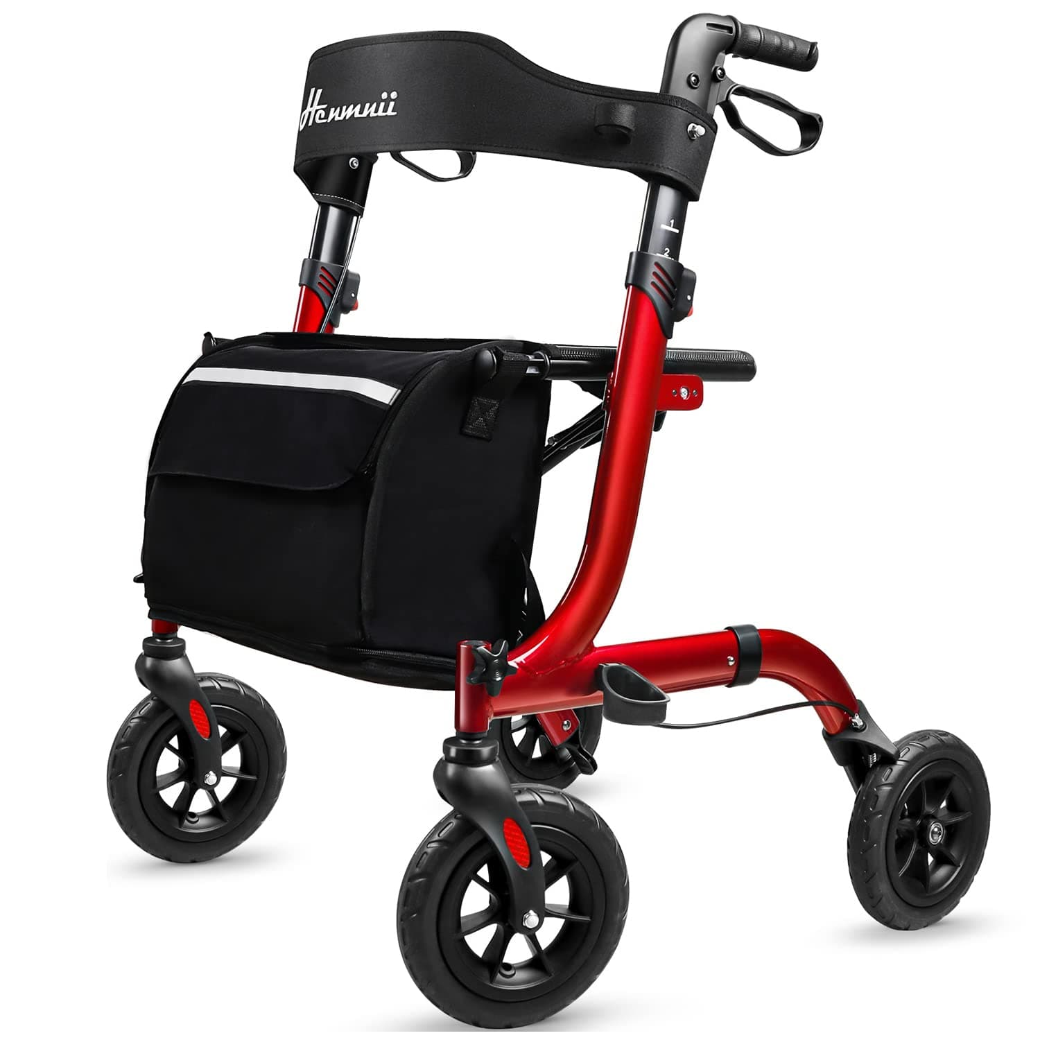 Rollator Walker for Seniors, Lightweight Foldable All Terrain Rolling Walker with seat, Aluminum Walkers with 8 inch Rubber Wheels, Handles and Backrest for Seniors and Adult
