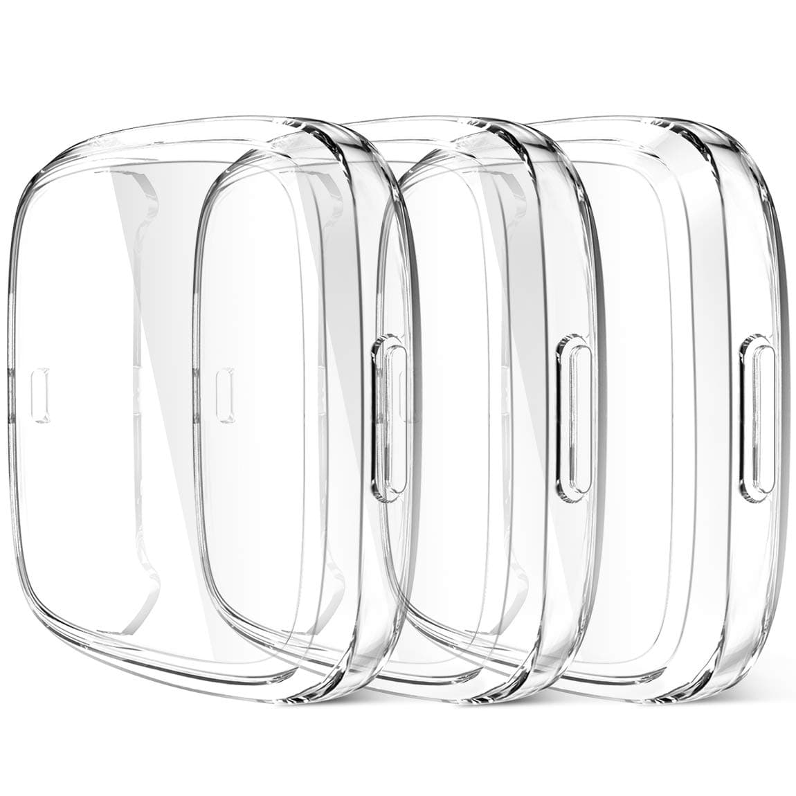 Maledan Compatible with Fitbit Versa 2 Screen Protector Case, 3 Pack Clear Ultra Thin Full Protective Case Cover Scratch Resistant Shock Absorbing for Versa 2 Smartwatch Bands Accessories