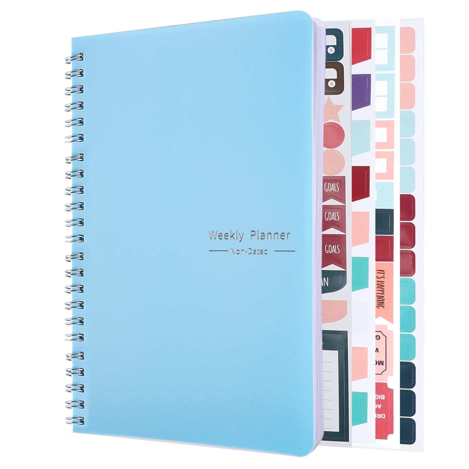 Weekly Planner Notebook, A5 Spiral To Do List Notebook 52 Weekly Goals Planner with Habit Tracker Daily Planner for 2023 Students, Work, Productivity(Blue)