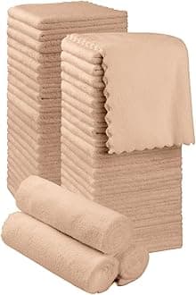 Orighty Ultra Soft Washcloths 48 Pack, Premium Microfiber Towel Sets 12 x 12 inches, Absorbent and Quick Drying Coral Velvet Washcloth, Multi-Purpose Wash Cloths for Bathroom, Hotel, and Gym (Brown)