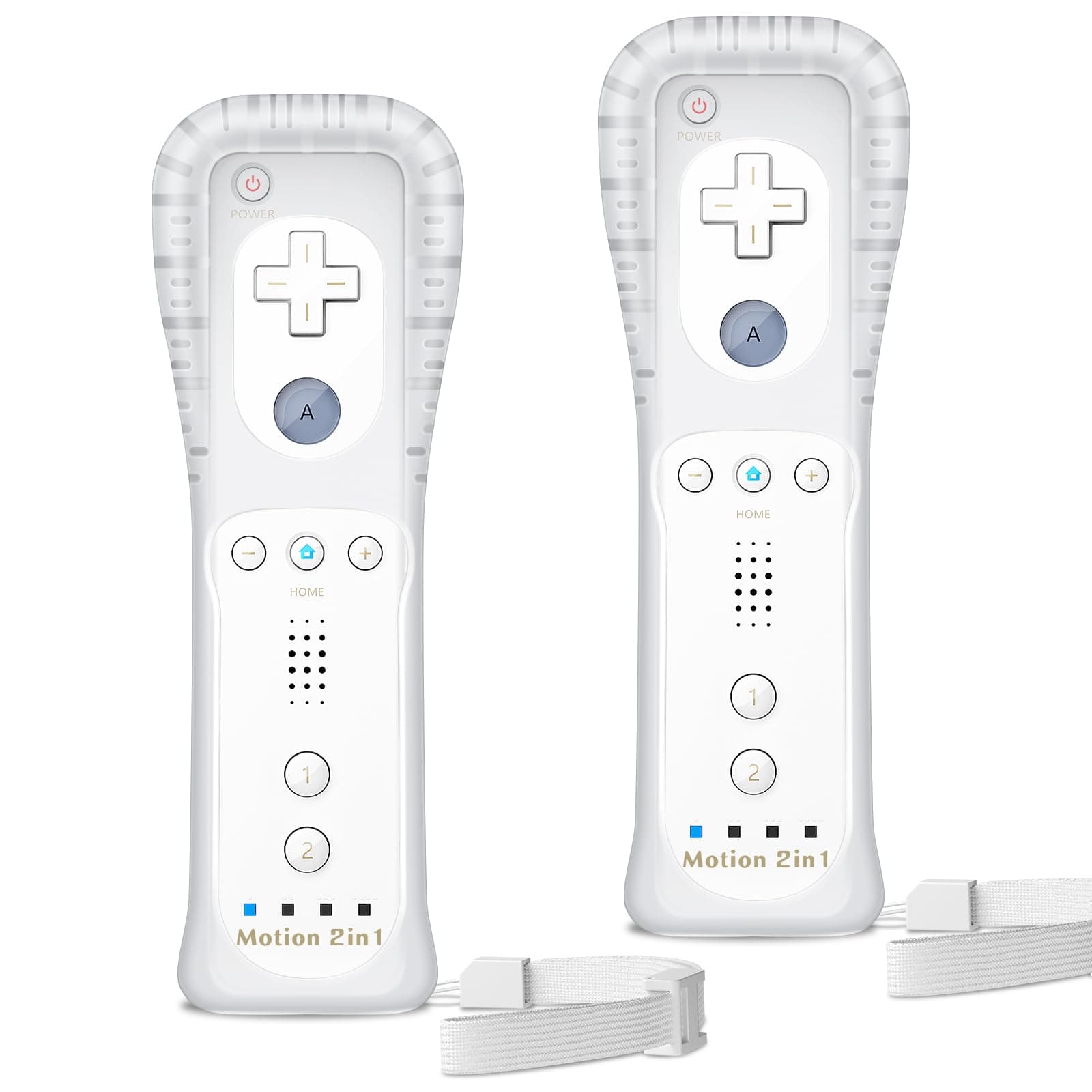 Wii Controller 2 Pack, Wii Remote Controller, with Silicone Case & Wrist Strap, Speaker and Dual Vibration, Wireless Gamepad for Wii/Wii U, White