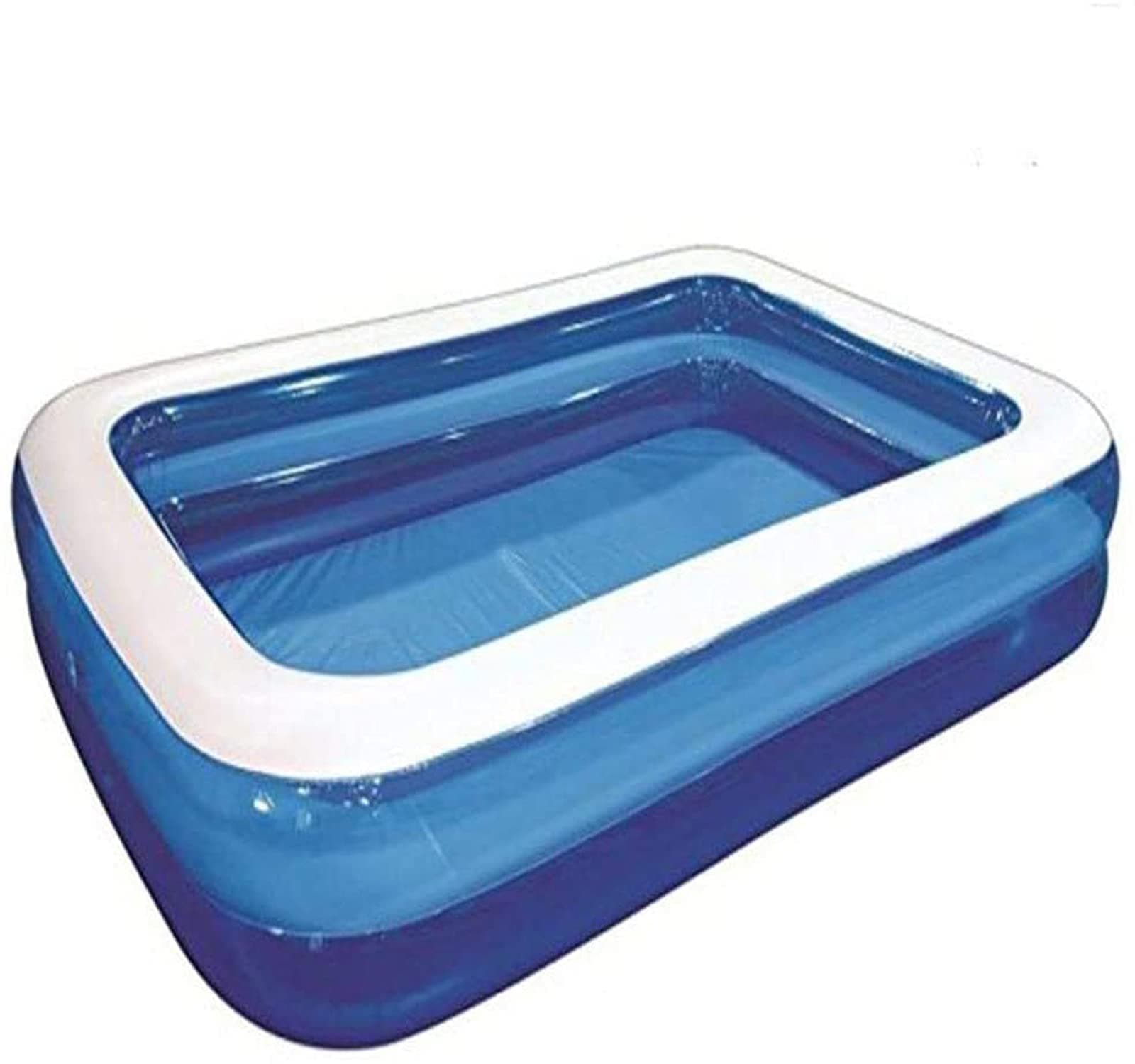 Blue & White Giant Rectangular Pool - 196 x 145 x 46cm (1 Pc) - Durable Family Size Inflatable Pool - Ideal For Summer Fun And Relaxation
