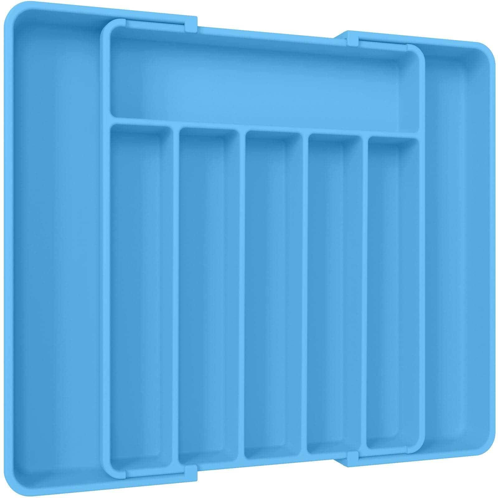 Aujen Silverware Organizer - Expandable Kitchen Drawer Organizer, Adjustable Utensil Organizer, Cutlery Tray for Forks, Knives, Multipurpose Kitchen Organizers and Storage Solution, Dark Blue, Large