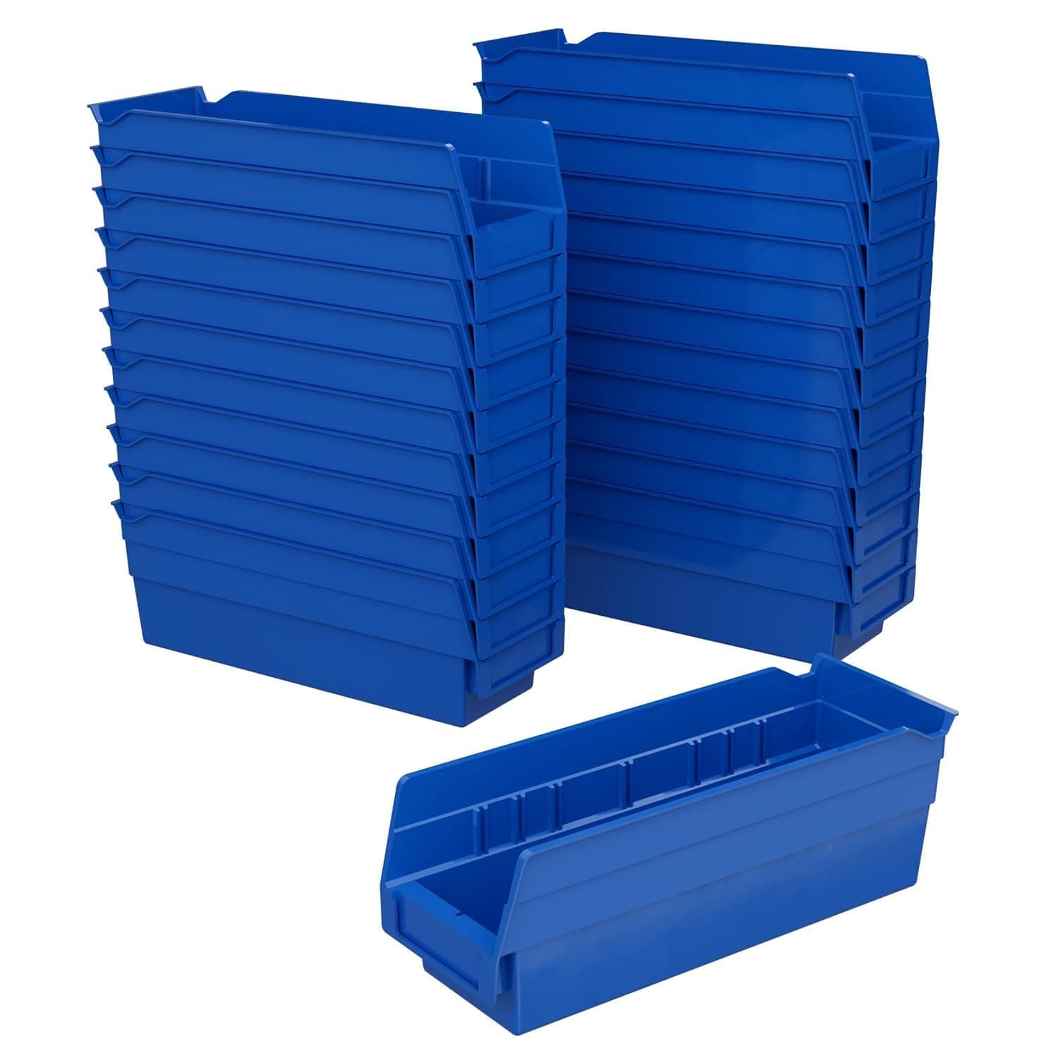 Akro-Mils 30120 Plastic Nesting Shelf Bin Box, (12-Inch x 4-Inch 4-Inch), Blue, (24-Pack)