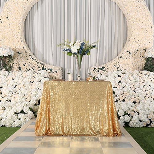 PartyDelight Sequin Tablecloth, Wedding, Sweetheart, Christmas Tree, Rectangular, 50"x80", Turquoise