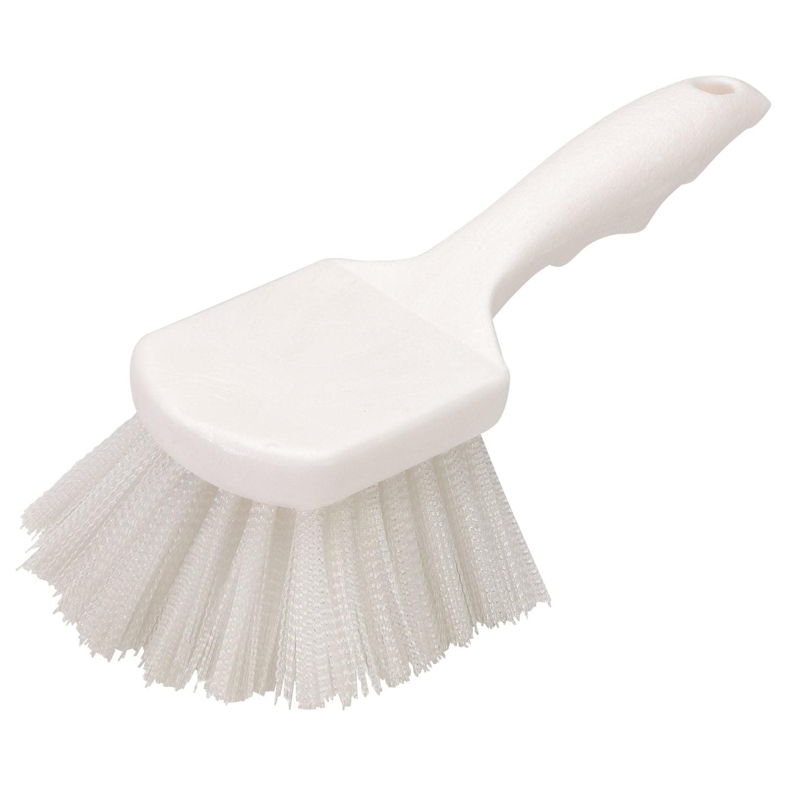 SPARTA 3662000 Flo-Pac Plastic Handle Utility Scrub Brush, Nylon Bristles, 2" Bristle Trim, 8" Length, White, 1 Count (Pack of 1)