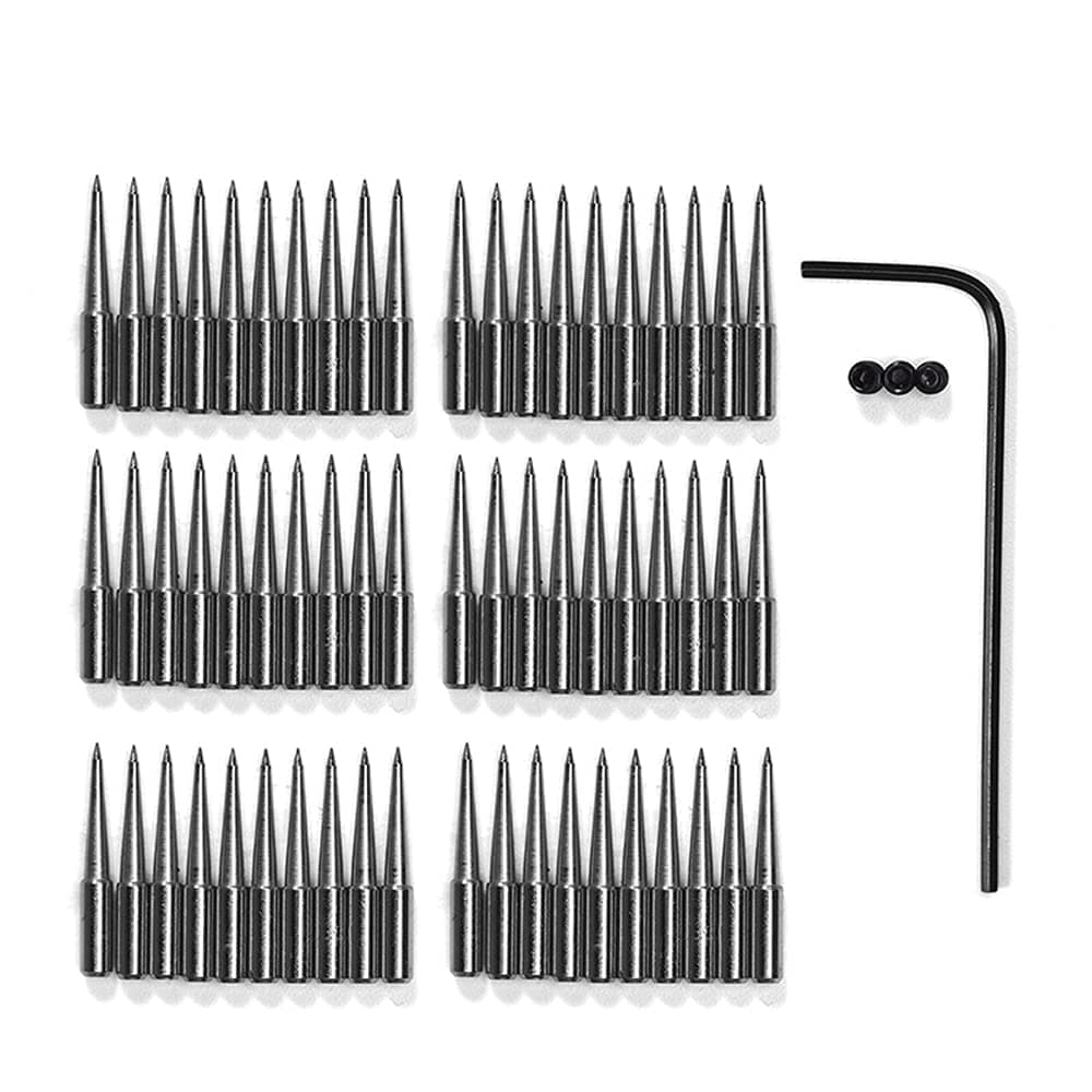 WUTA Sharp Head Replaceable Pricking Iron Removable Round Hole Punch Leather Craft Chisel DIY Leather Tools 2nd Generation (60 Pcs Chisel Head)