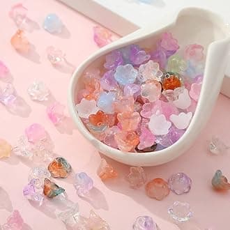 100pcs Glass Bellflower Beads for Jewelry Making Mix Color Trumpet Flower Beads