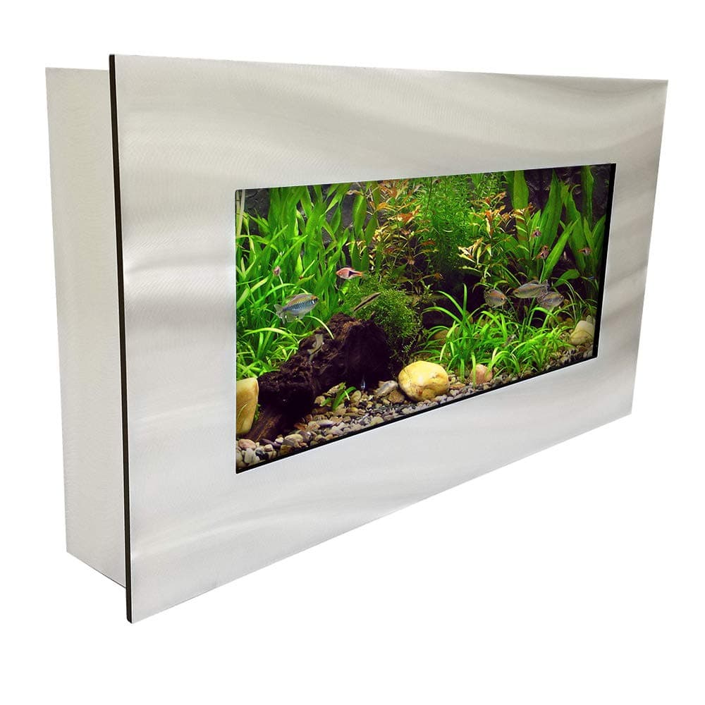 Aussie Aquariums AA-MINIVIEW-BSILVER 2.0 Wall Mounted Aquarium, Brushed Silver