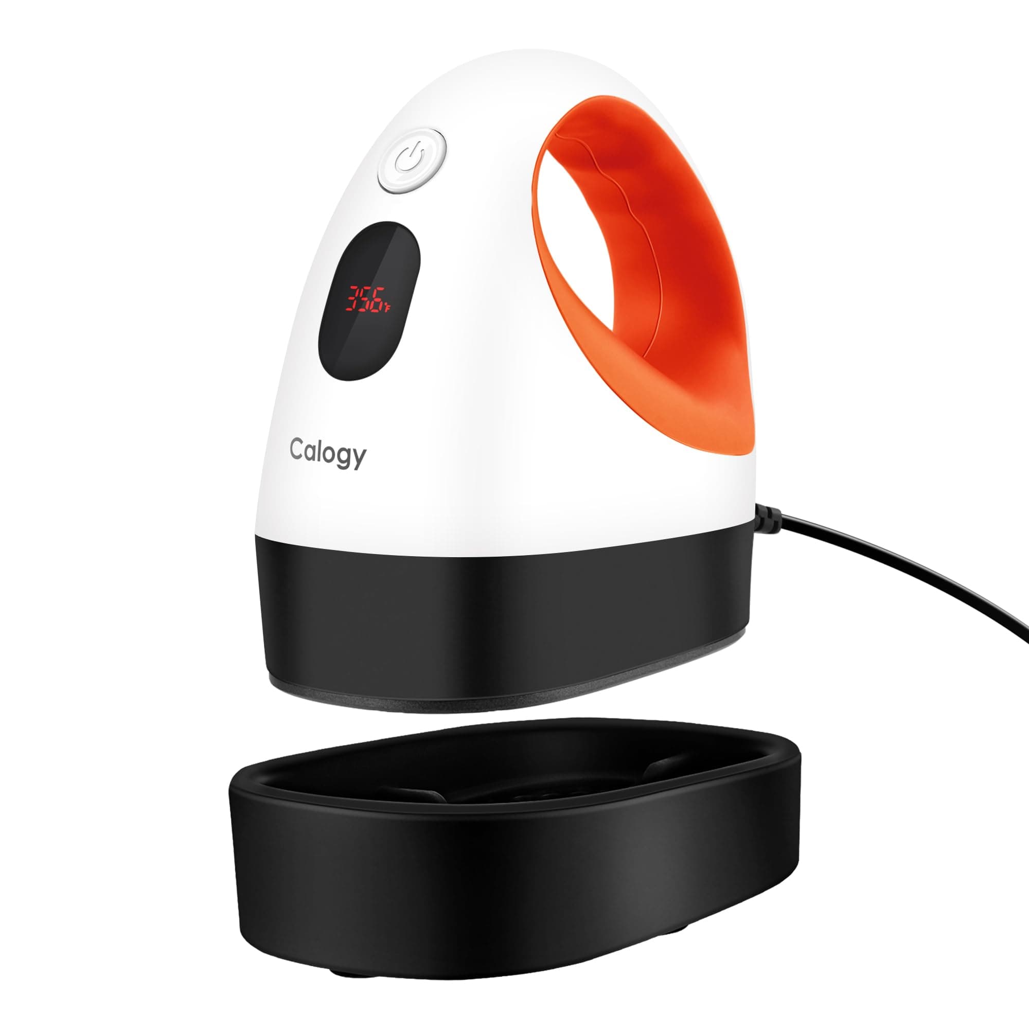 Calogy Heat Press Mini Heat Plotter Machine, Small Heat Press with 3 Heat Settings, Portable Mini Heat Press Temperature Display for T-Shirts, Shoes, Hats, HTV Vinyl (White Orange)