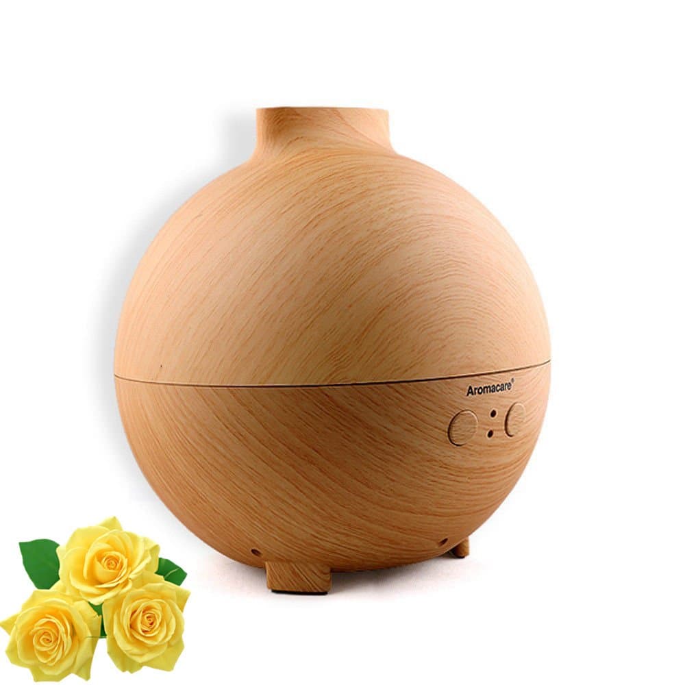 Top One Tech Original 650ML Pod Shaped Wood Grain Aromatherapy Diffuser Ionizer Ultrasonic Humidifier Use with Essential Oils (650ML)