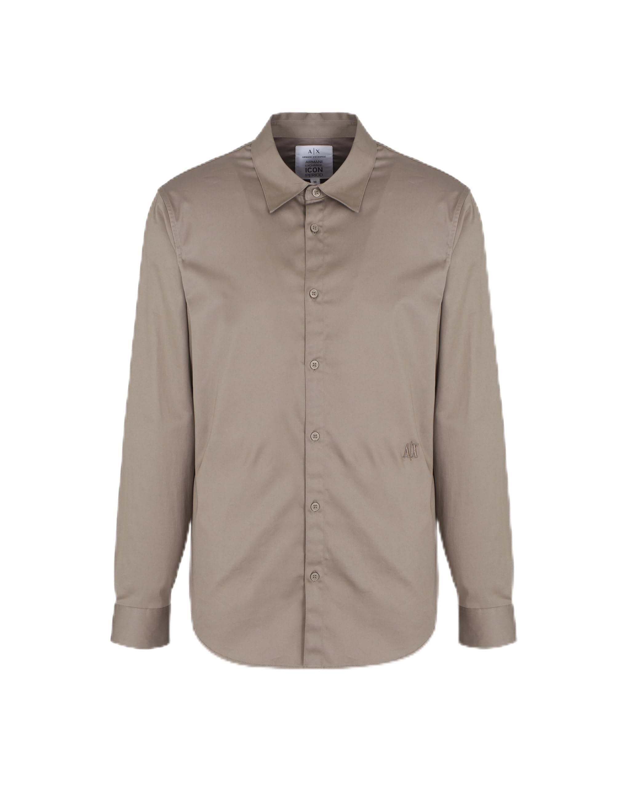 Armani Exchange Men's Long Sleeve Cotton Satin Button Down