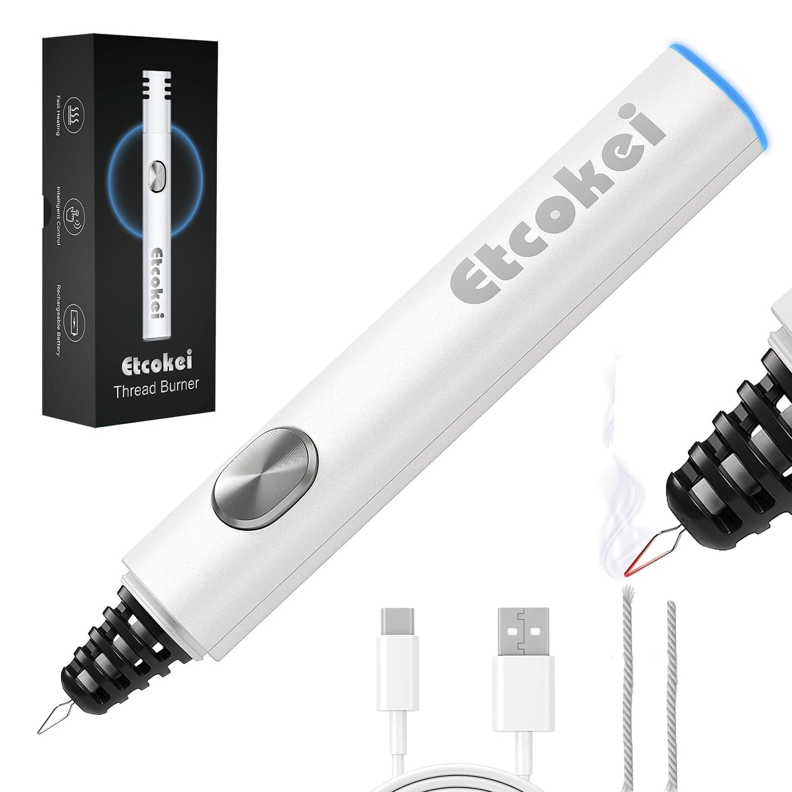 Rechargeable Thread Burner for Jewelry Making - Cordless Thread Zapper & Cautery Pen for Beading, Bracelet Making, Leather Craft, Sewing & Stringing Projects (Replacement Tip Not Included)