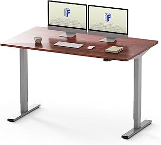 FLEXISPOT Electric Standing Desk Height Adjustable Sit Stand Up Desk with Memory Smart Pannel for Home Office (120 * 80cm, Silver Frame+ Mahogany Desktop)