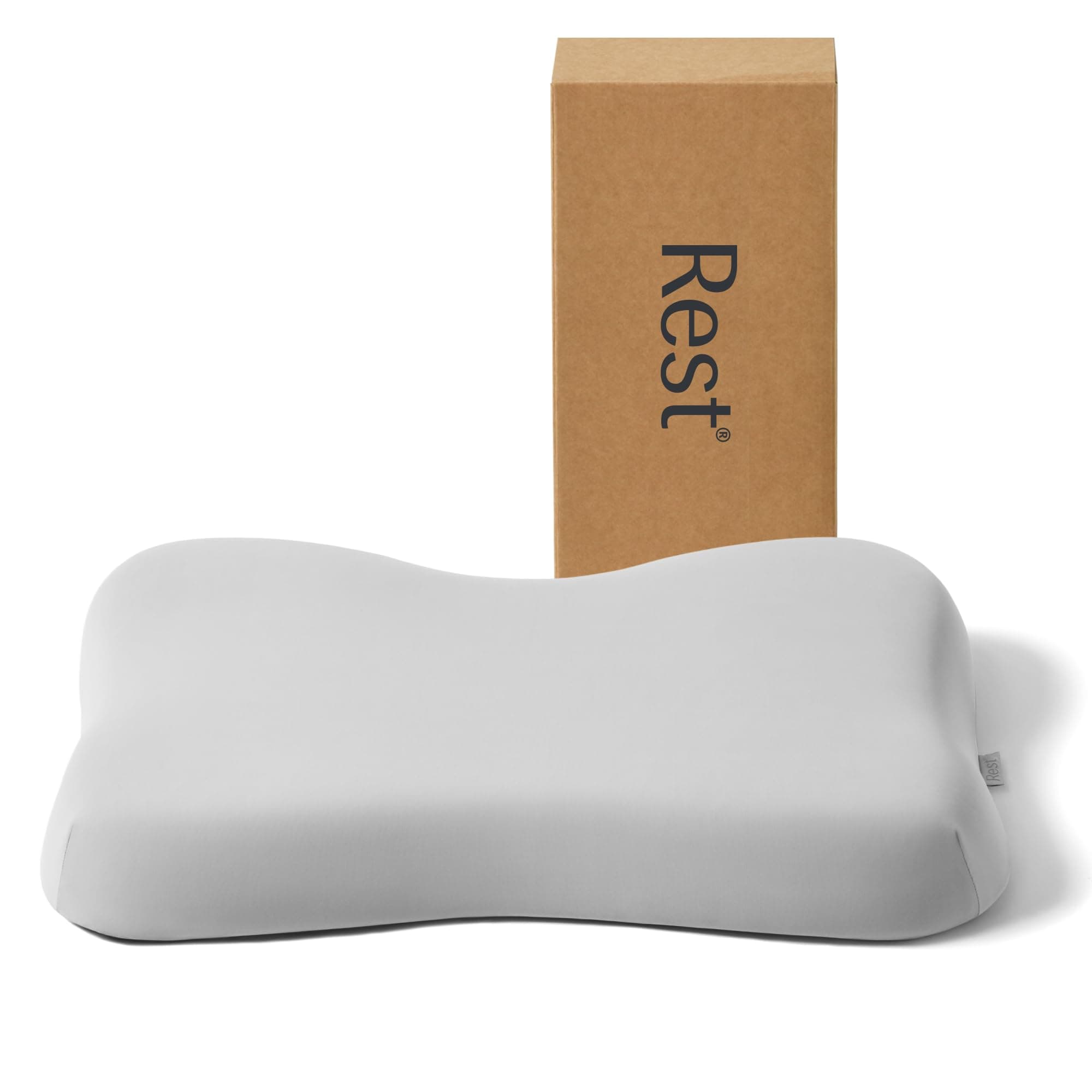 REST® Evercool® Cooling Pillow, Instant Cool-to-Touch Shell Fabric & Breathable Silicone Sponge Core for All-Night Temperature Regulation & Ergonomic Support, Low Height, Light Gray