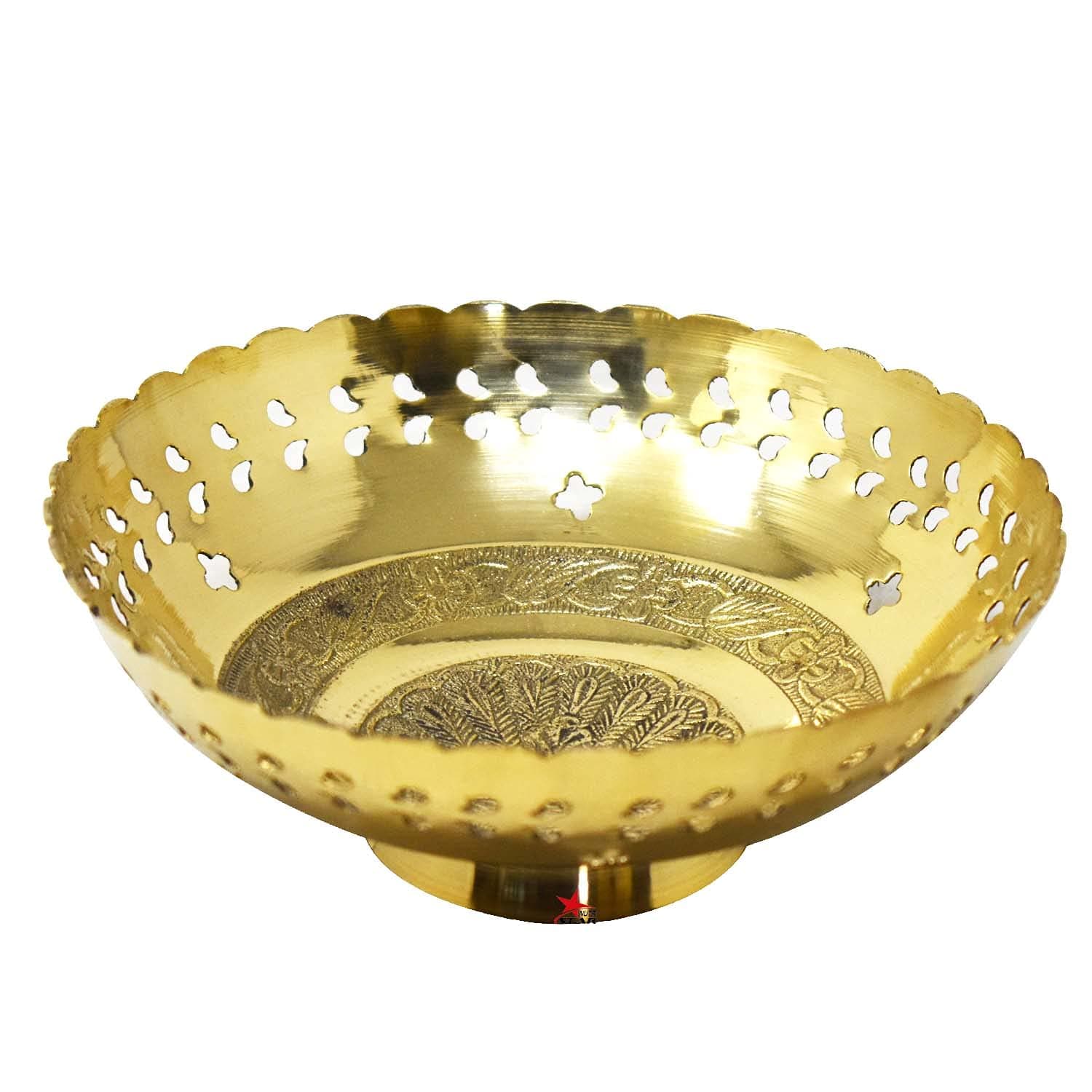 Brass Fruit Bowl. Handcrafted Brass Bowl Return Gift Diameter 11 Inches, Height 4 Inches, Colour Golden, Pack of 1
