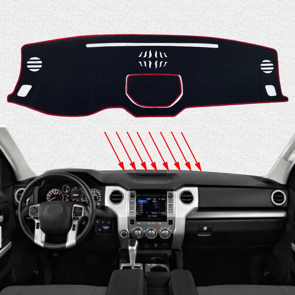 Dashboard Cover Mat Custom Interior Accessories Dash Covers Reduces Glare Eliminates Cracking(Red edge) for Toyota Tundra(2014 2015 2016 2017 2018 2019 2020 2021)