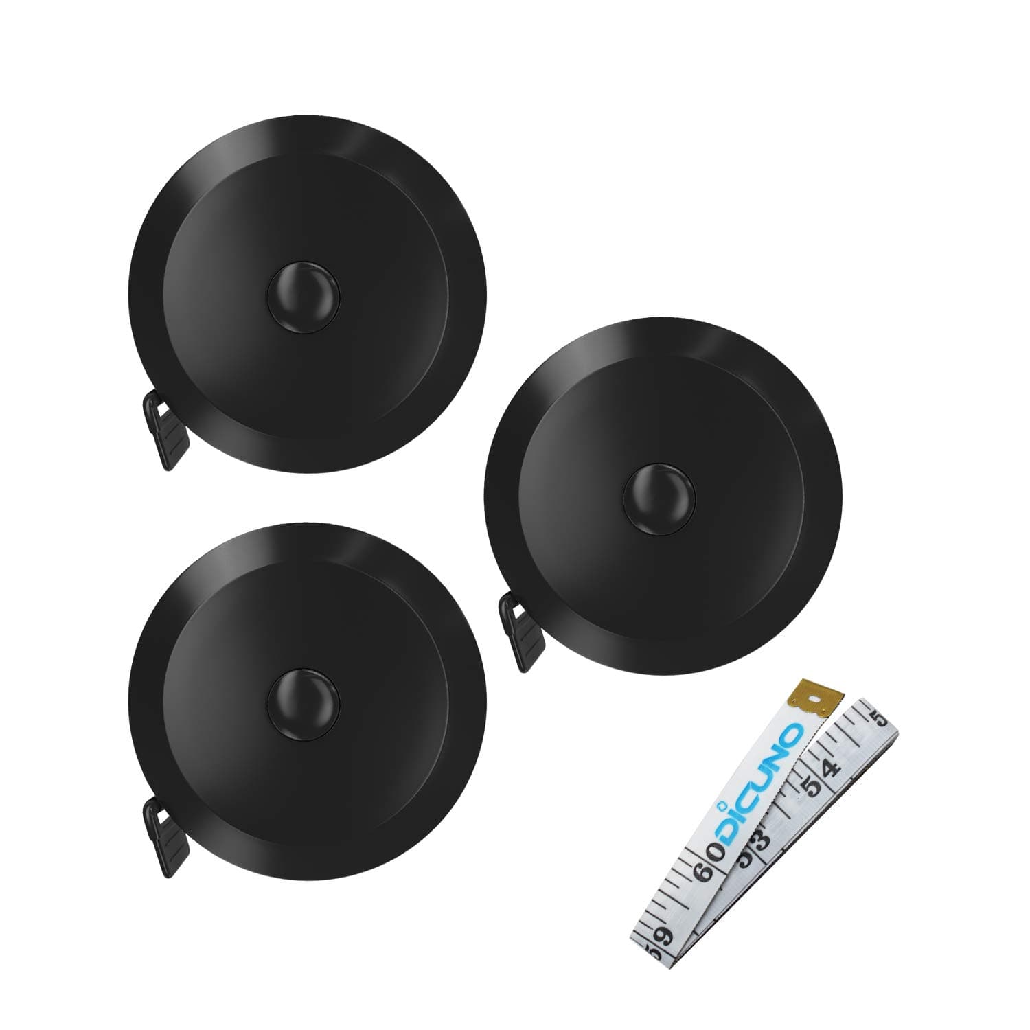 DiCUNO 60-Inch 1.5 Meter Soft and Retractable Measuring Tape,Pocket,Body Tailor Sewing Craft Cloth Dieting Tape Measure (3 Pcs of Black)