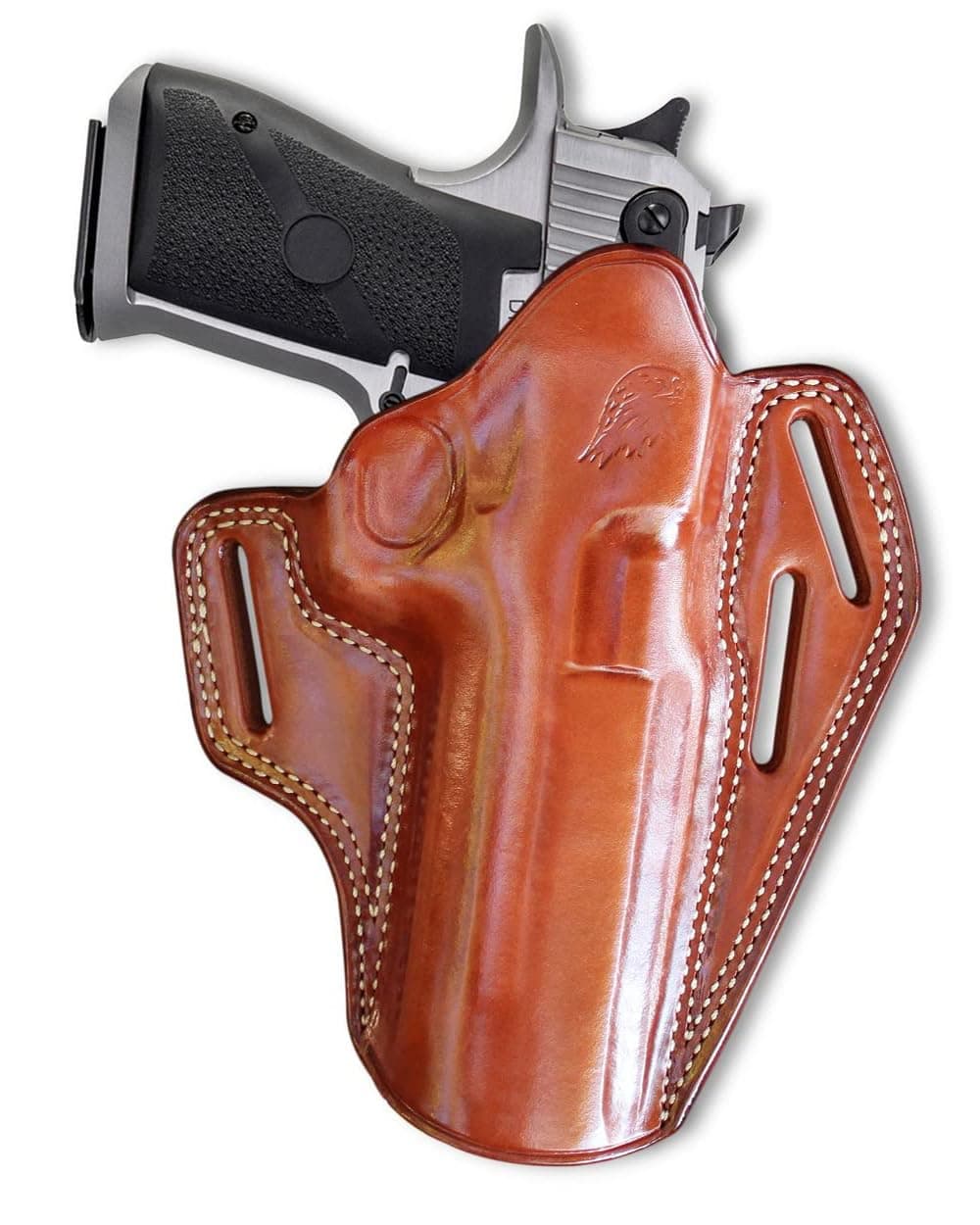 OWB Leather Pancake Holster Open Top for Desert Eagle, Fits All CALIBERS with 6'' Barrel, Right Hand Draw, Black Color #1089#