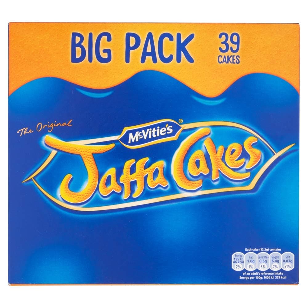 Original McVitie's Jaffa Cakes Big Pack Imported From The UK England The Very Best Original British Jaffa Cakes A Genoise Sponge Base Layer Of Orange Flavored Jam Coating Of Sponge