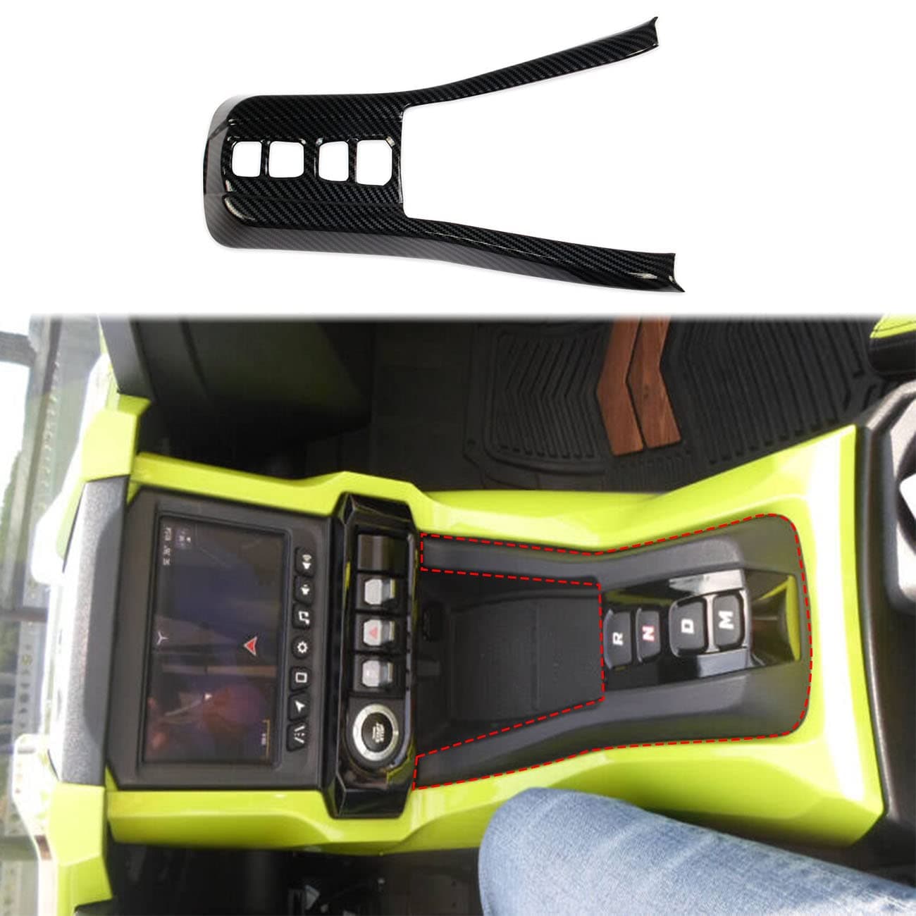 Carbon Fiber Central Control Gear Shift Panel Cover Trim Accessories for Polaris Slingshot 2020-2024 (Automatic Gear(with M Gear))