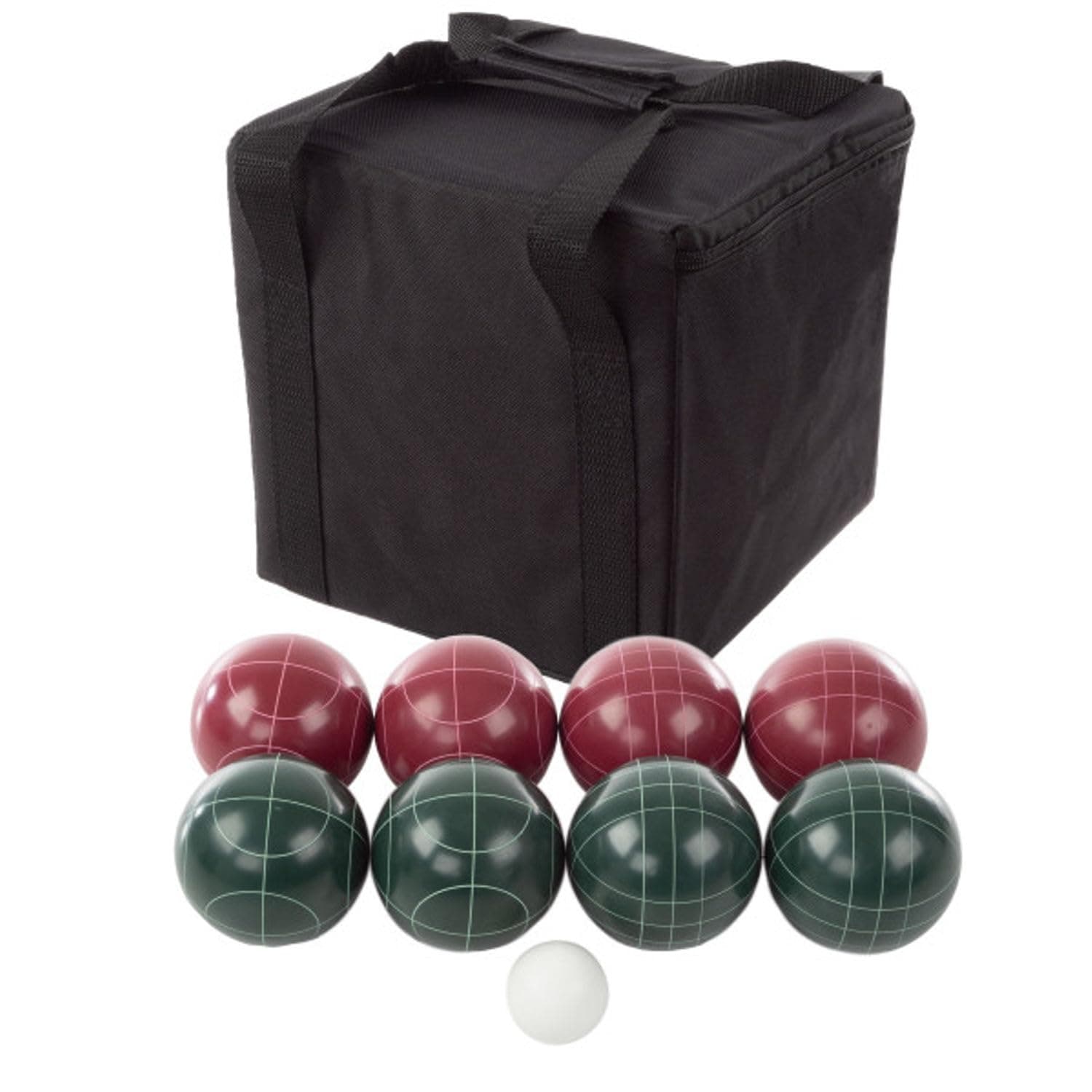 Bocce Ball Set Regulation Size - Lawn Game for Backyard or Beach - Includes Red and Green Bocce Balls, Pallino, and Carrying Case by Trademark Games