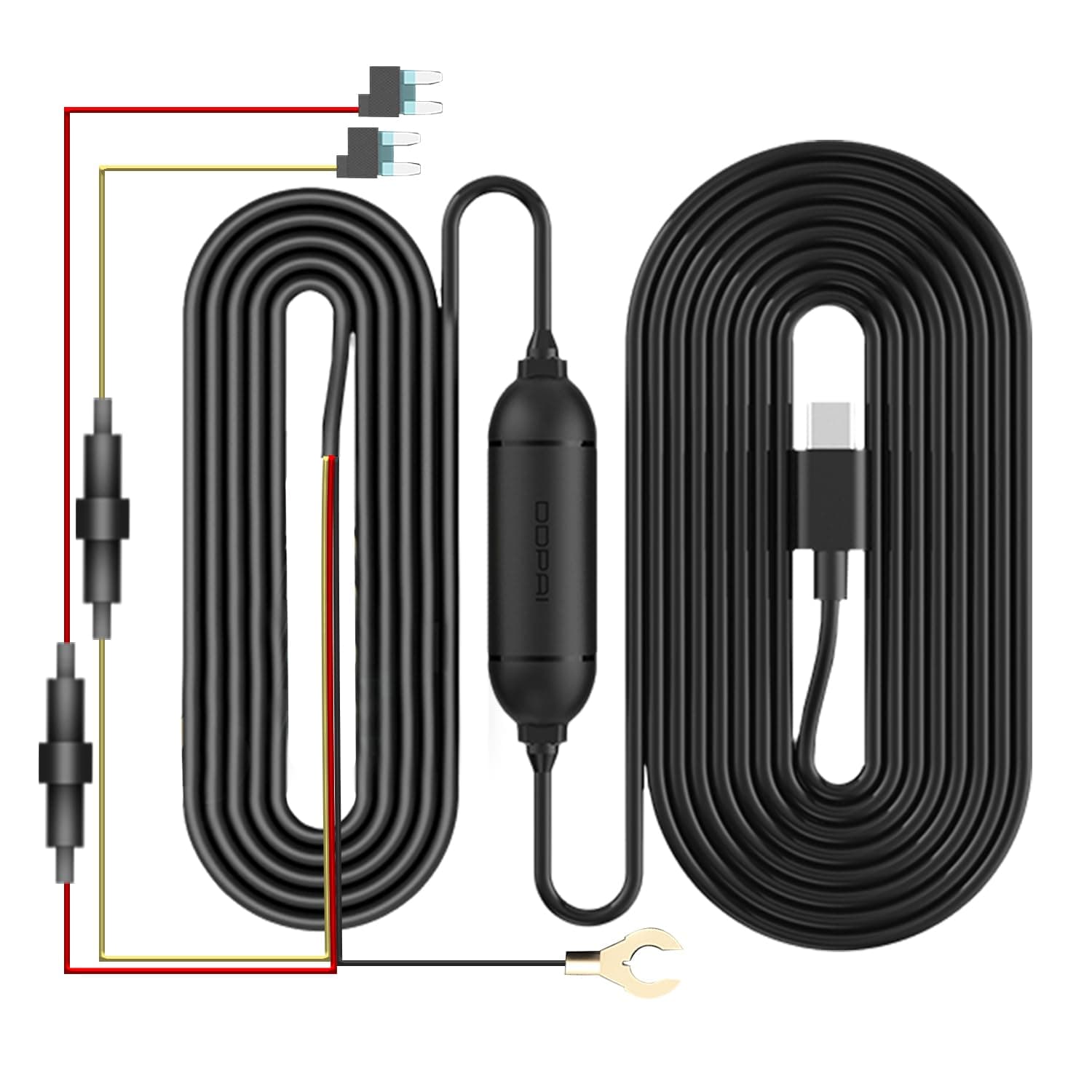 ddpai Dash Cam Type-C Hardwire Kit, 10ft Dash Camera Hard Wire Kit with Low Voltage Protection, Compatible with N1 Dual, N3 Pro, N5 Dual, Z40, Enabling 24 Hours Parking Monitor, 12V/2A to 5V/2A