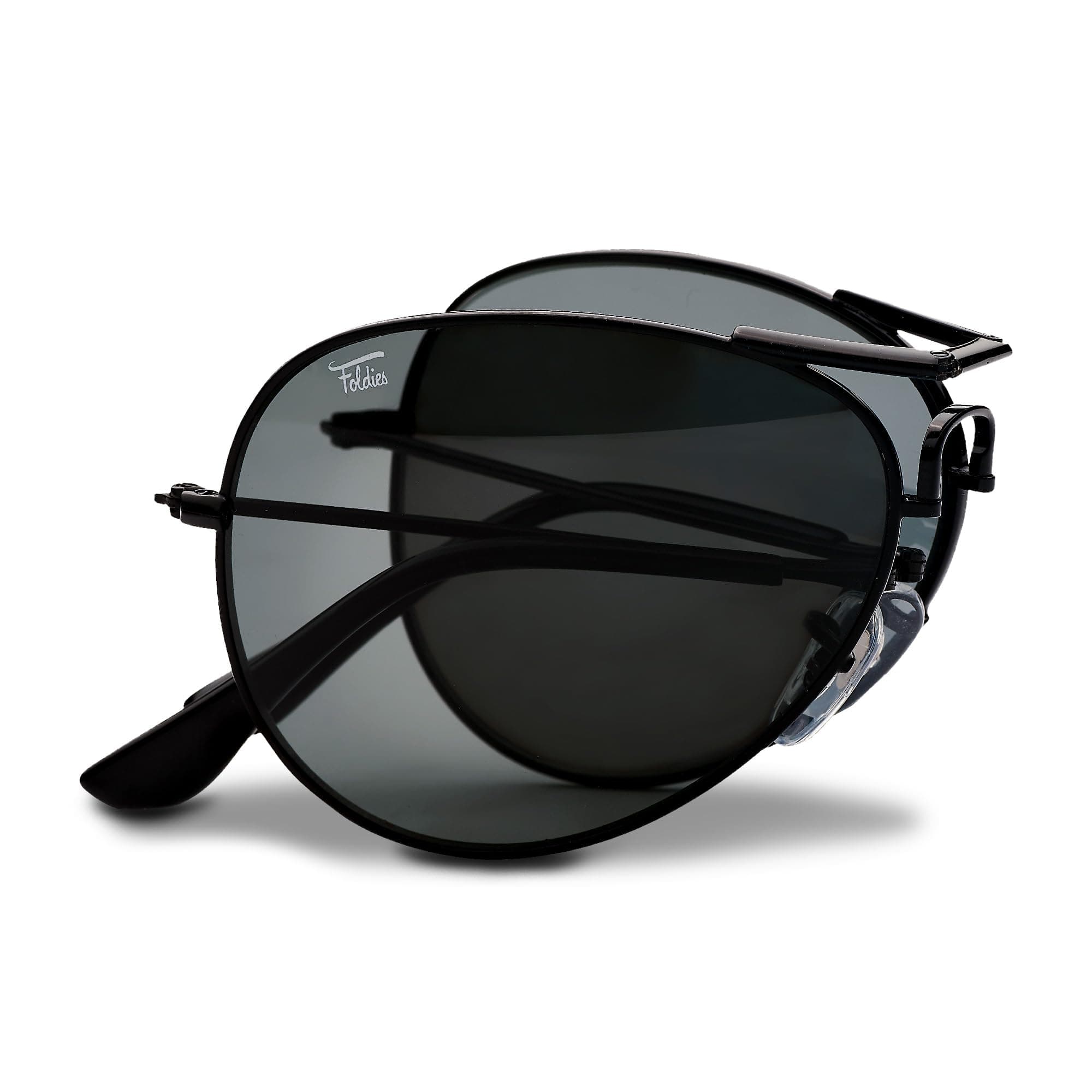 Polarized Folding Sunglasses – Scratch Resistant Lens Coating – Collapsible Frame – Premium Leather Case – Aviators