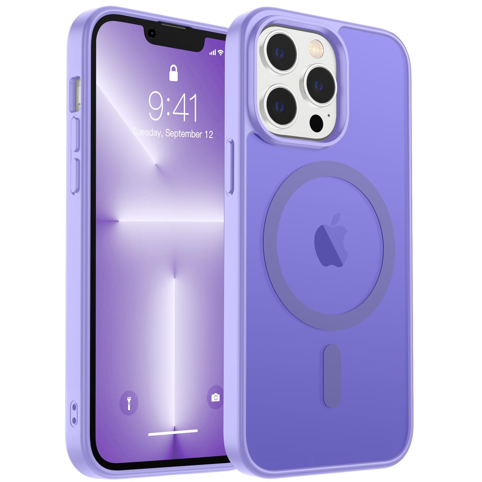 Magnetic for iPhone 13 Pro Max Case, [Compatible with MagSafe] [10 FT Military Grade Drop Protection] Slim Translucent Matte Shockproof Anti-Scratch Phone Case, Light Purple
