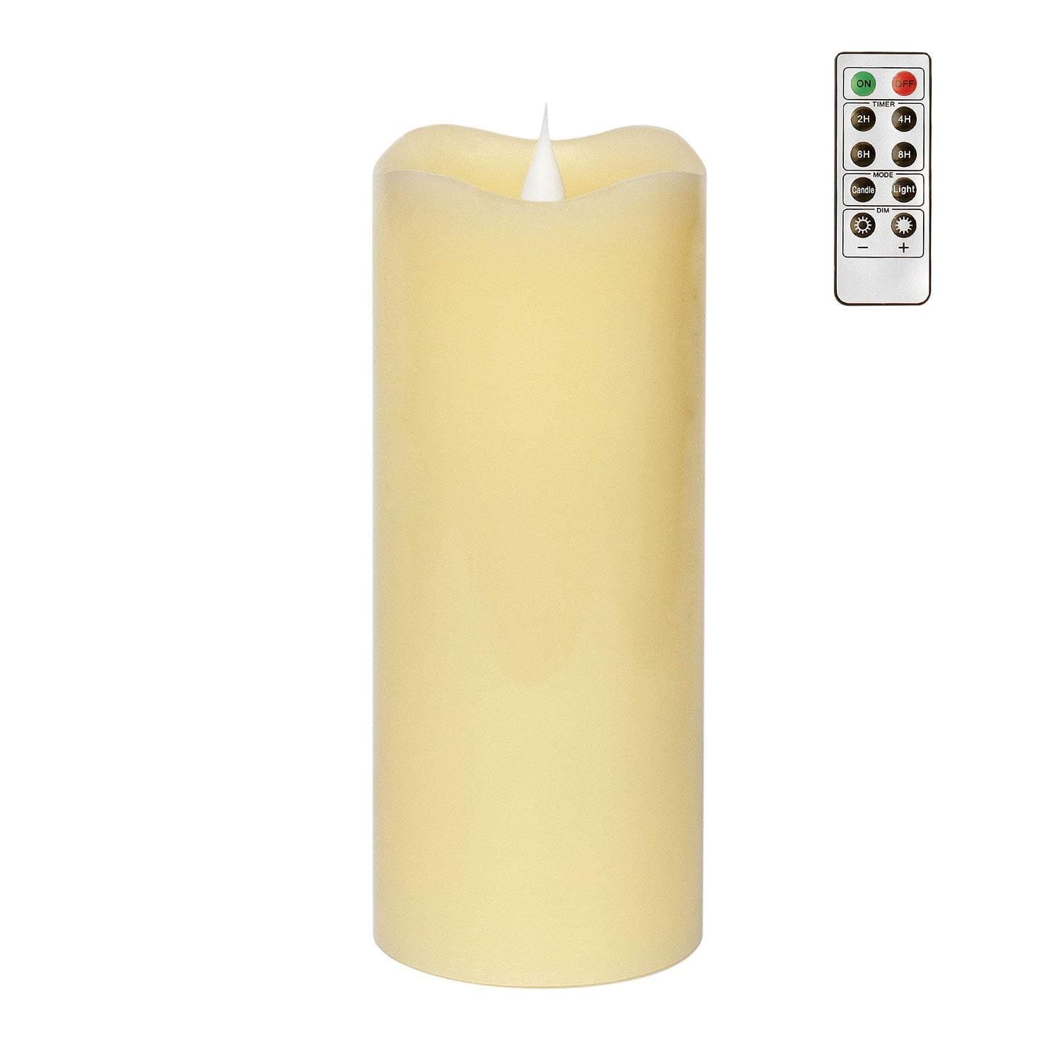 GiveU 3D Fireless Flame Real Wax LED Pillar Candle Light with Tiemr, 3x7 Inch,Ivory, Home Wedding, Battery-Operated
