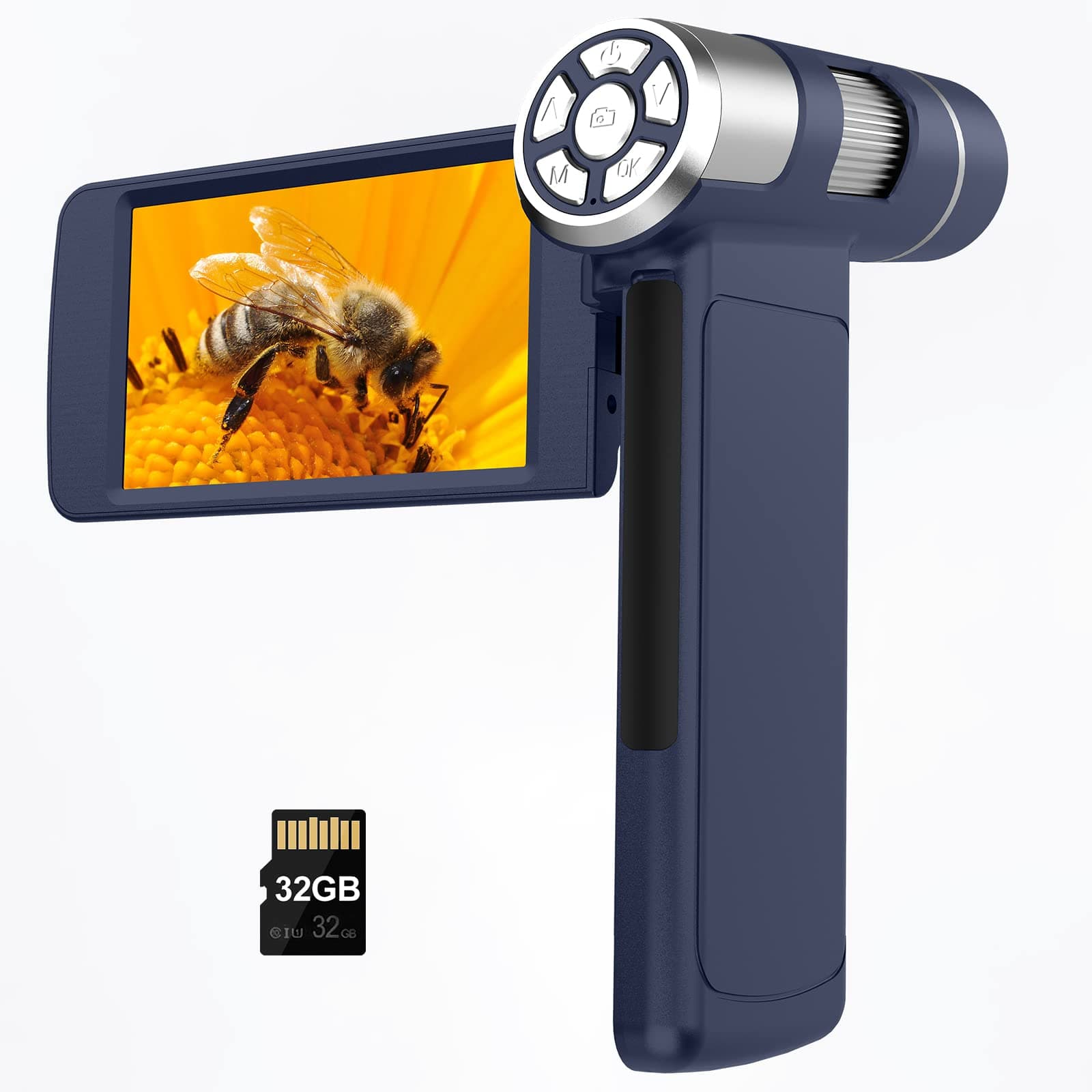 AD203S HDMI Digital Microscope with 32GB SD Card Pocket Electronic Digital Microscope for Kids and Adults Observe Outdoor Tools (Dark Blue)