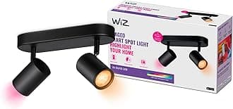 WiZ Colour Imageo Smart Connected WiFi Ceiling Light Spot Fixture. [2 Spot - Black] App Control for Indoor Home Lighting, Livingroom and Bedroom