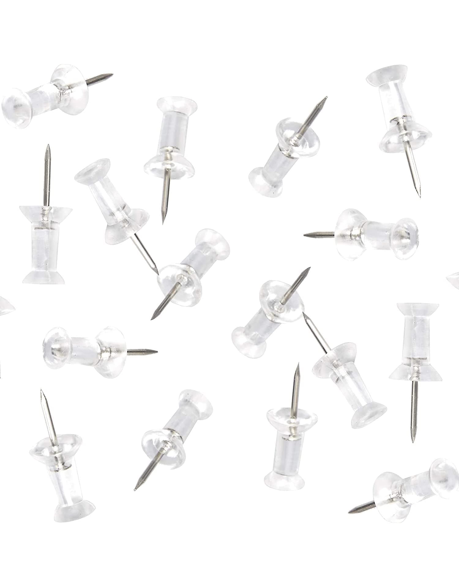 Clear Plastic Head Push Pins, 200 Count, Steel Point Tacks