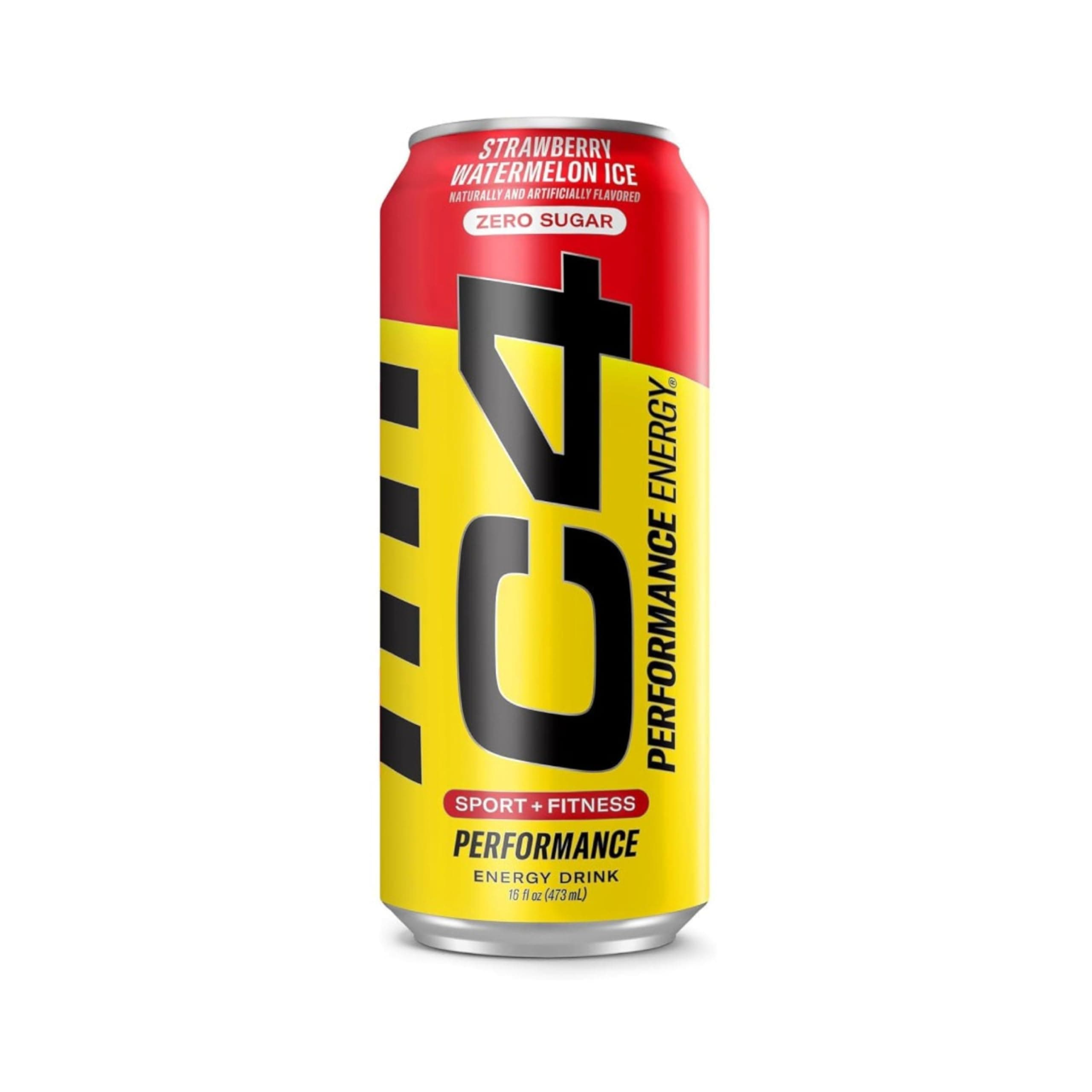 Cellucor C4 Performance Energy Drink Zero Sugar Carbonated Pre-Workout Beverage with Beta-Alanine & 200mg Caffeine, Strawberry Watermelon Ice Flavor, 473ml Can