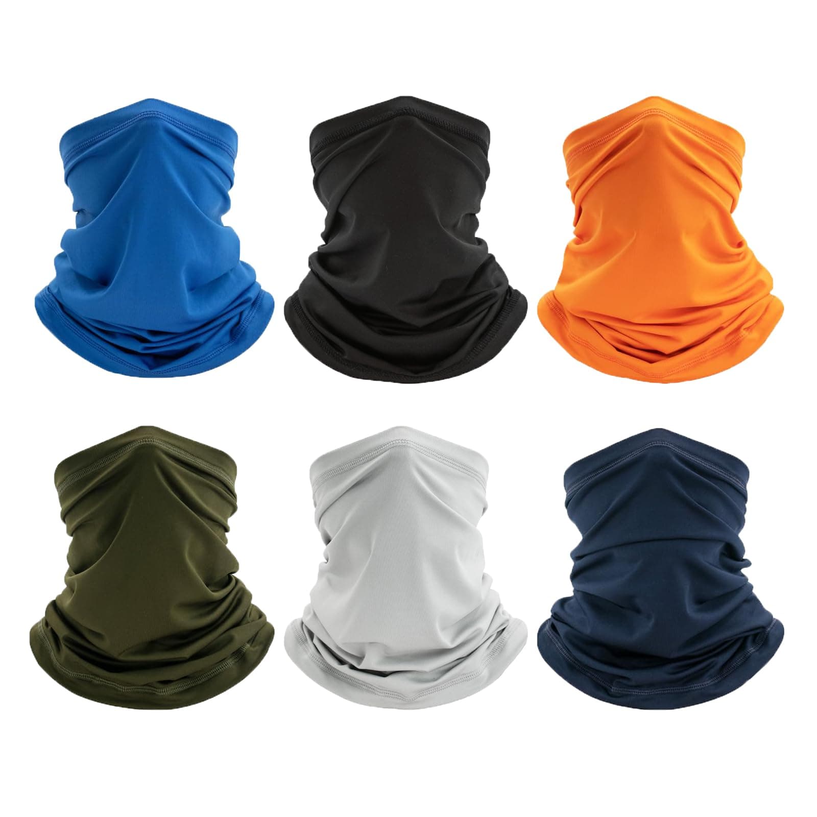 Neck Gaiter Bandana Face Mask: 6 Pack Cooling Gator Mask Ski Neck Scarf Breathable Face Cover Balaclava