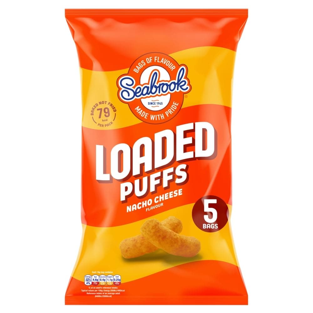 Seabrook Nacho Cheese Loaded Puffs 5 Pack (Q)