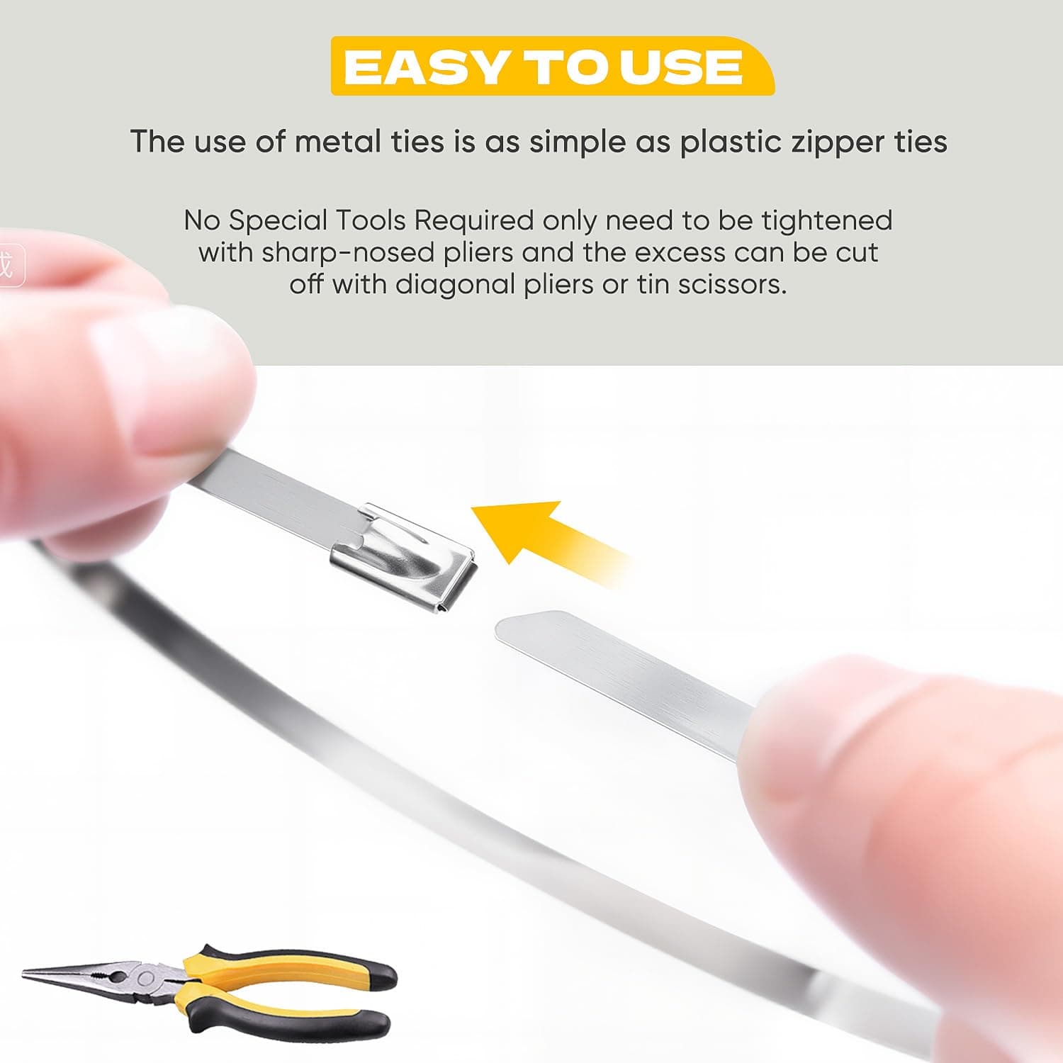 Chain Link Fence Ties 100pcs Multi-Purpose Self-Locking Metal Zip Ties Stainless Steel Zip Ties 11.8inch，Suitable for Fixed Fence Thermal Insulation Shield Outdoor and Workshop Etc