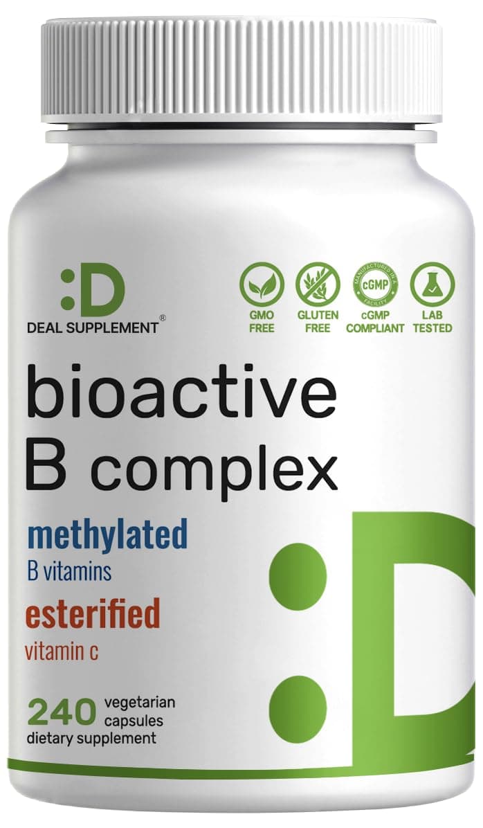 Bioactive Vitamin B Complex | 240 Veggie Capsules - Methylated B Vitamins & Esterified Vitamin C, High Potency & Easy Absorption – Immune, Energy, & Metabolism Supplement – Non-GMO, Vegan