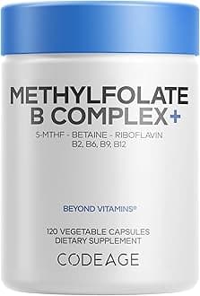 Codeage Methyl-Elite Methylation Supplements - 5 MTHF, Methylcobalamin 1000mcg Methylated Vitamin B12, Riboflavin, Betaine, Vitamins B6, Methylfolate, Methylation Cycle MTHFR - 2 Months - 120 Capsules