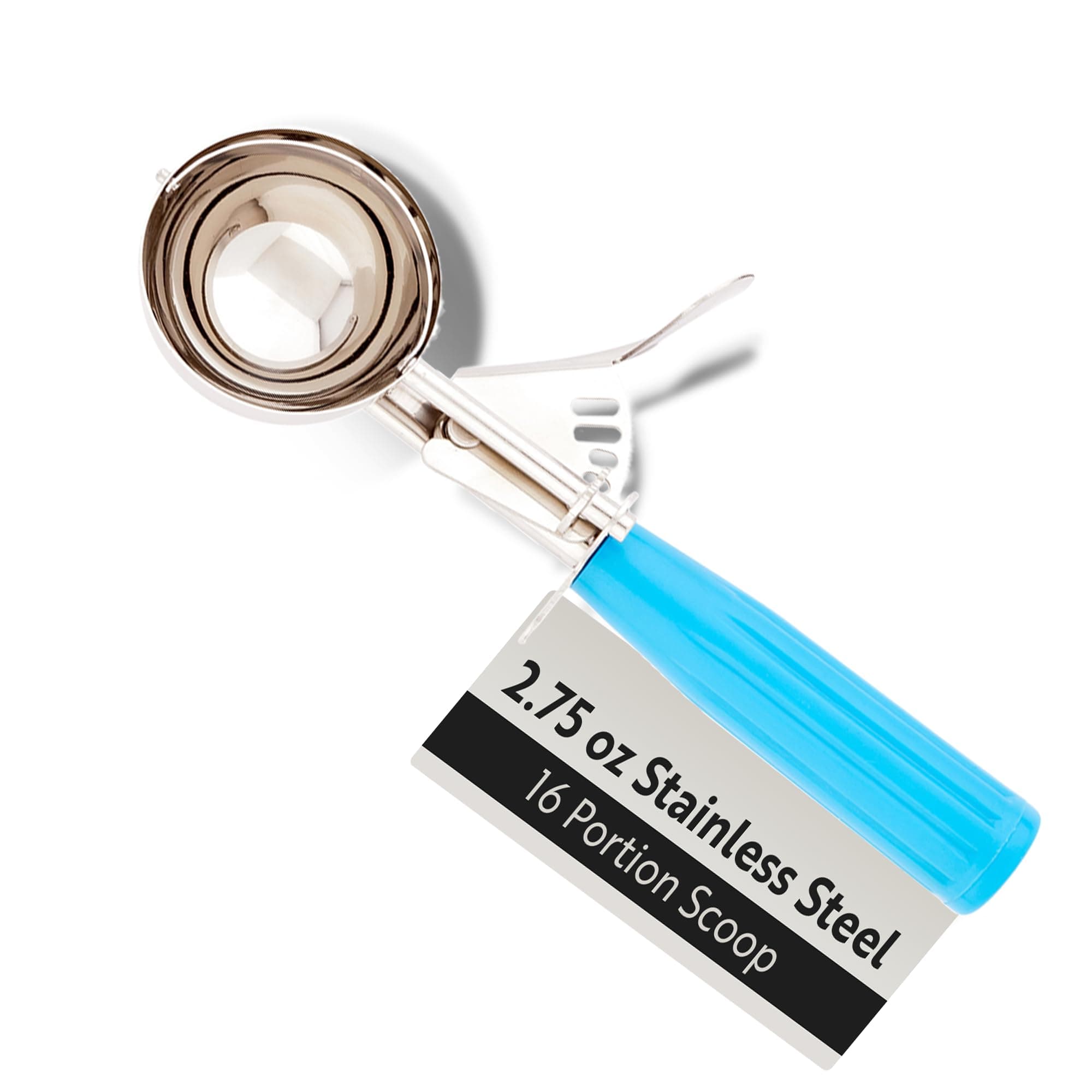 Restaurantware 2.75 Ounce Portion Scoop, 1 Trigger Release Stainless Steel Cookie Scoop - With Blue Handle, Stainless Steel Disher, For Portion Control, Cookie Dough, Cupcake Batter, Or Ice Cream