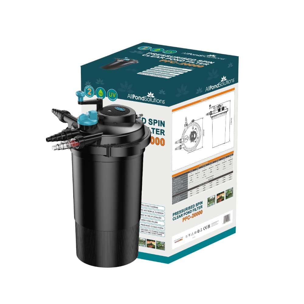 AllPondSolutions Pressurised Koi Fish Pond Filter with UV Steriliser Light All in one - Ponds Up to 20000 litres - PFC-20000