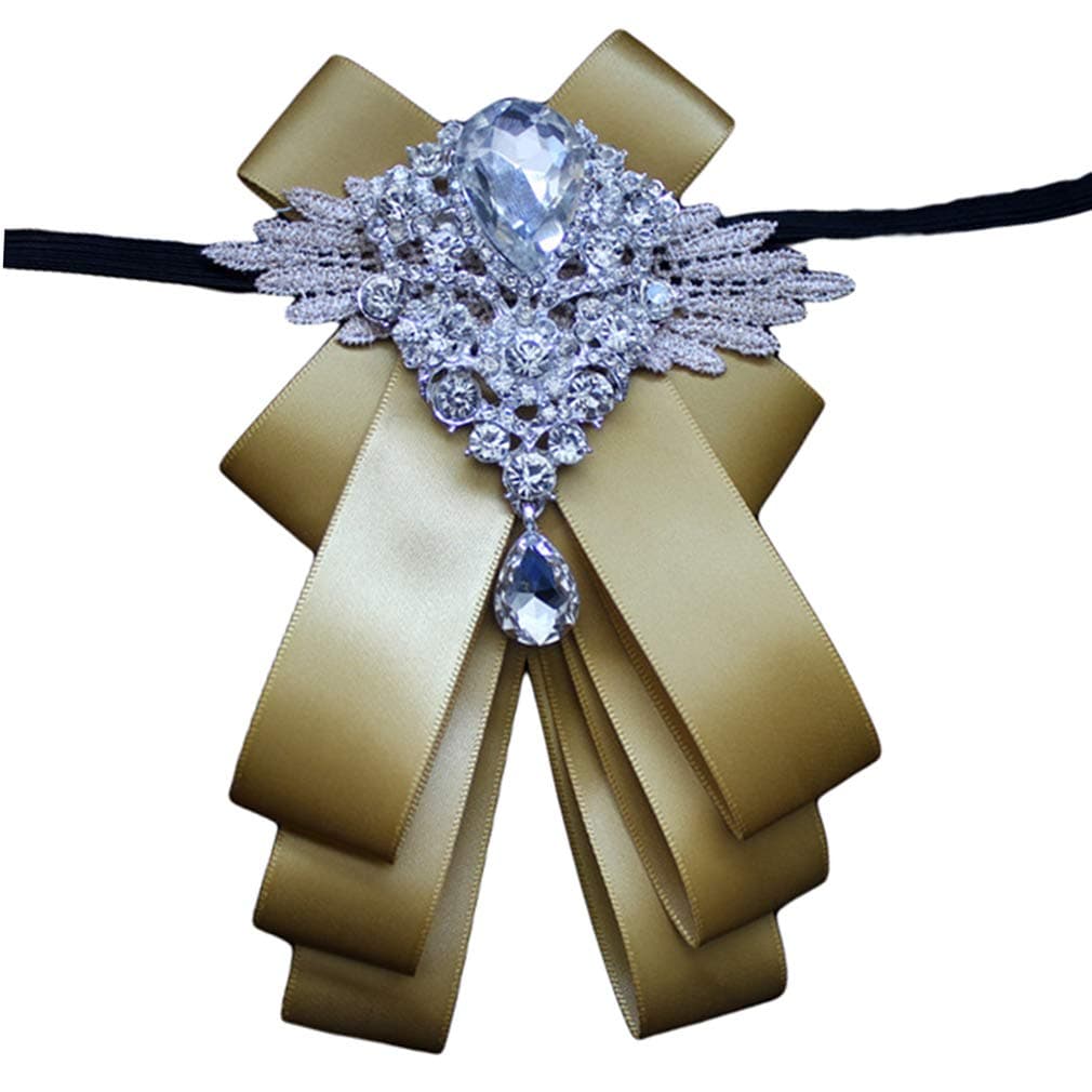 Men's Silk Solid Pre-Tied Bow Tie Luxury Decorative Crystal Wedding Suit