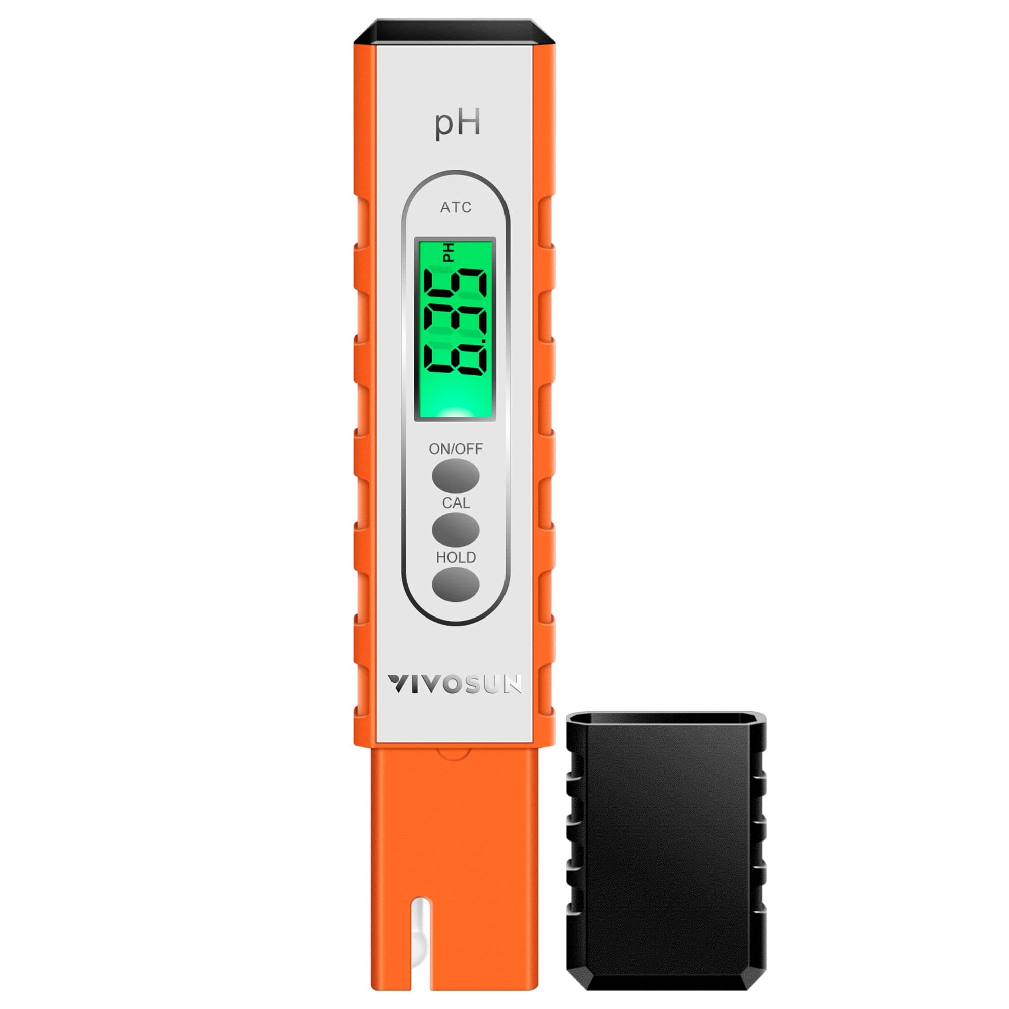 VIVOSUN PH Meter Digital PH Tester Pen 0.01 High Accuracy Water Quality Tester with 0-14 PH Measurement Range for Hydroponics, Household Drinking, Pool and Aquarium, with ATC, Orange